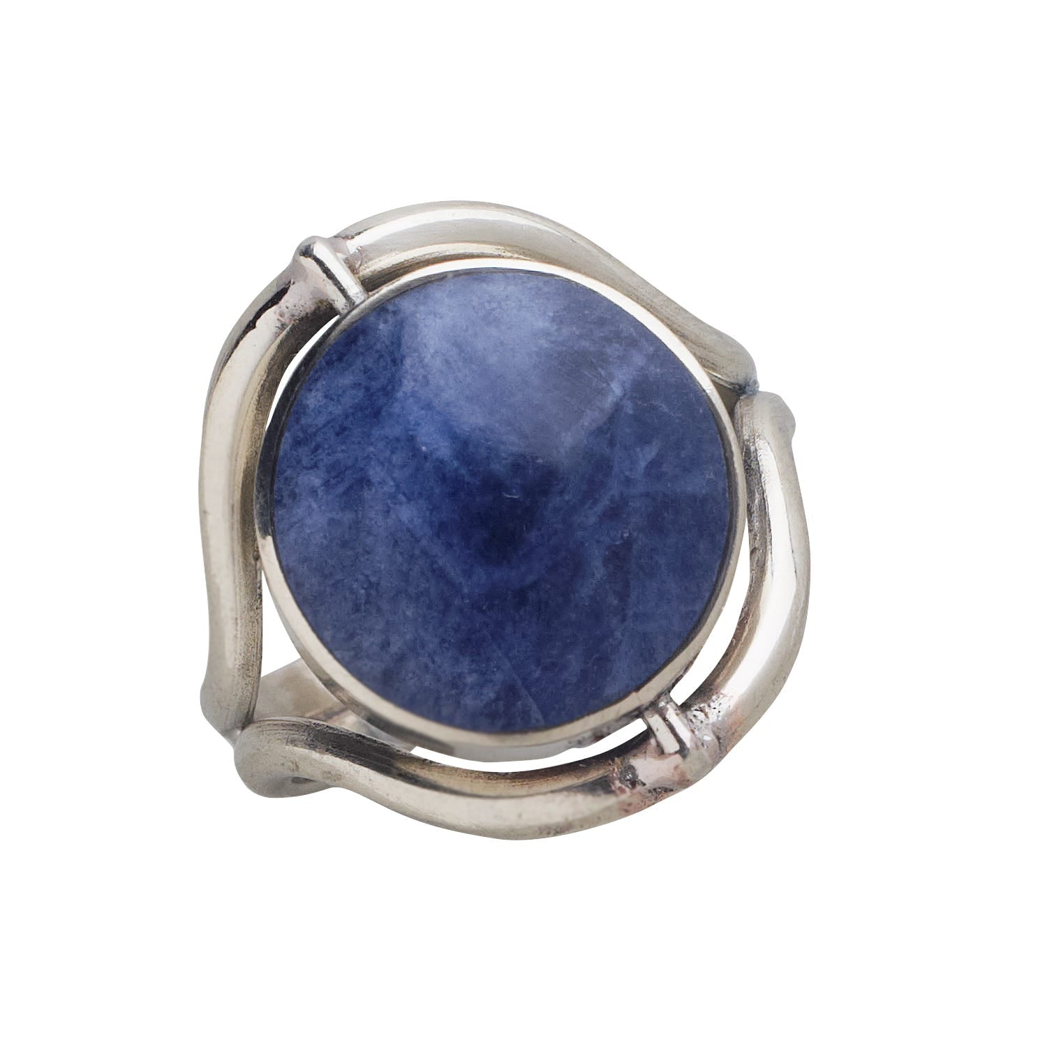 Side view of the Mood Harmony Reversible Gemstone Ring showcasing the green and blue stones.