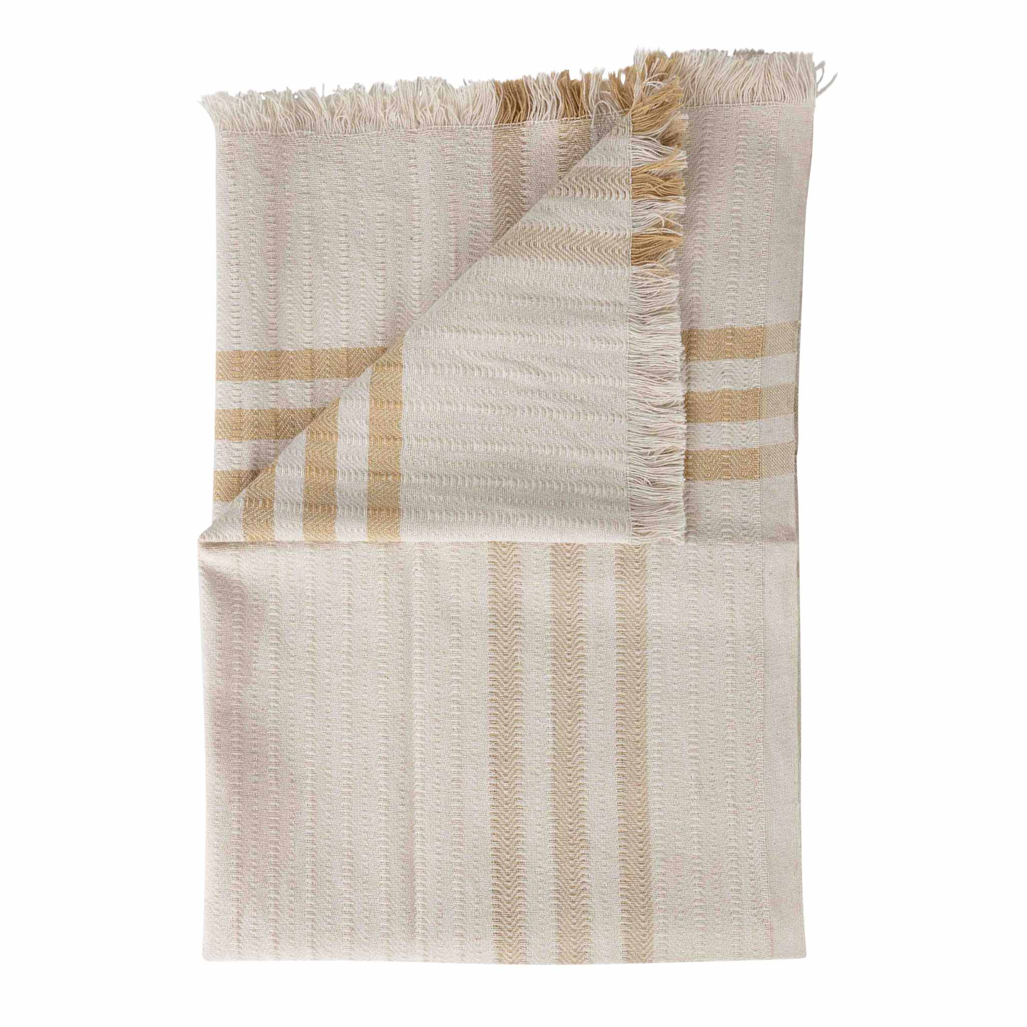 Handloom cotton tea towel showcasing traditional checked design in a modern kitchen