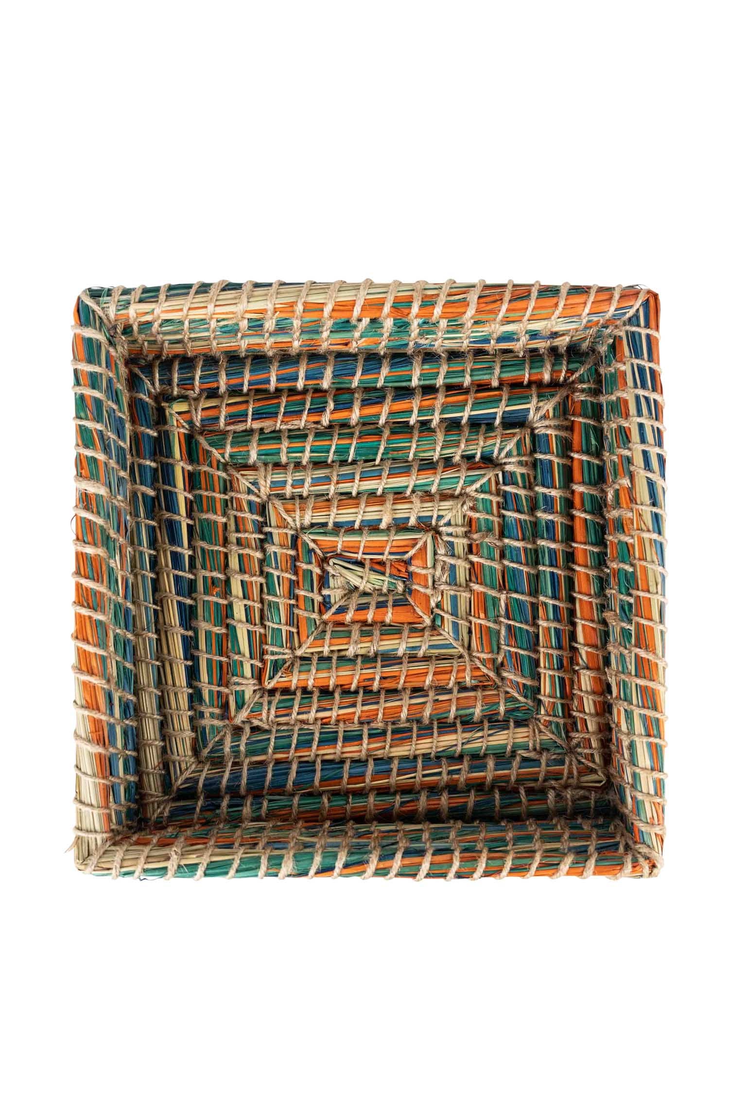 Vibrant kaisa basket holding a casserole dish for a potluck.