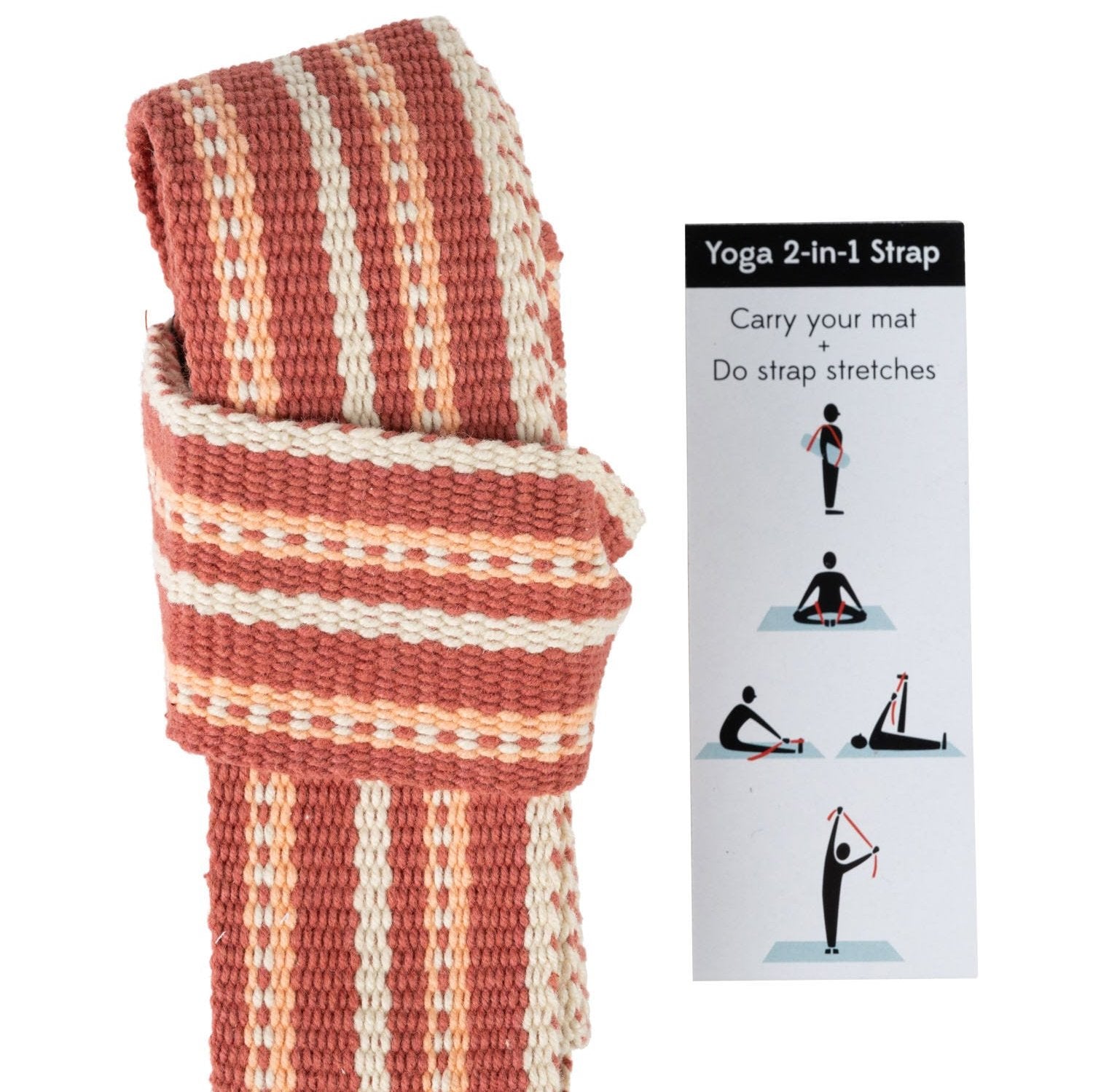 Close-up of yoga strap for deep stretching showing durable material and adjustable length