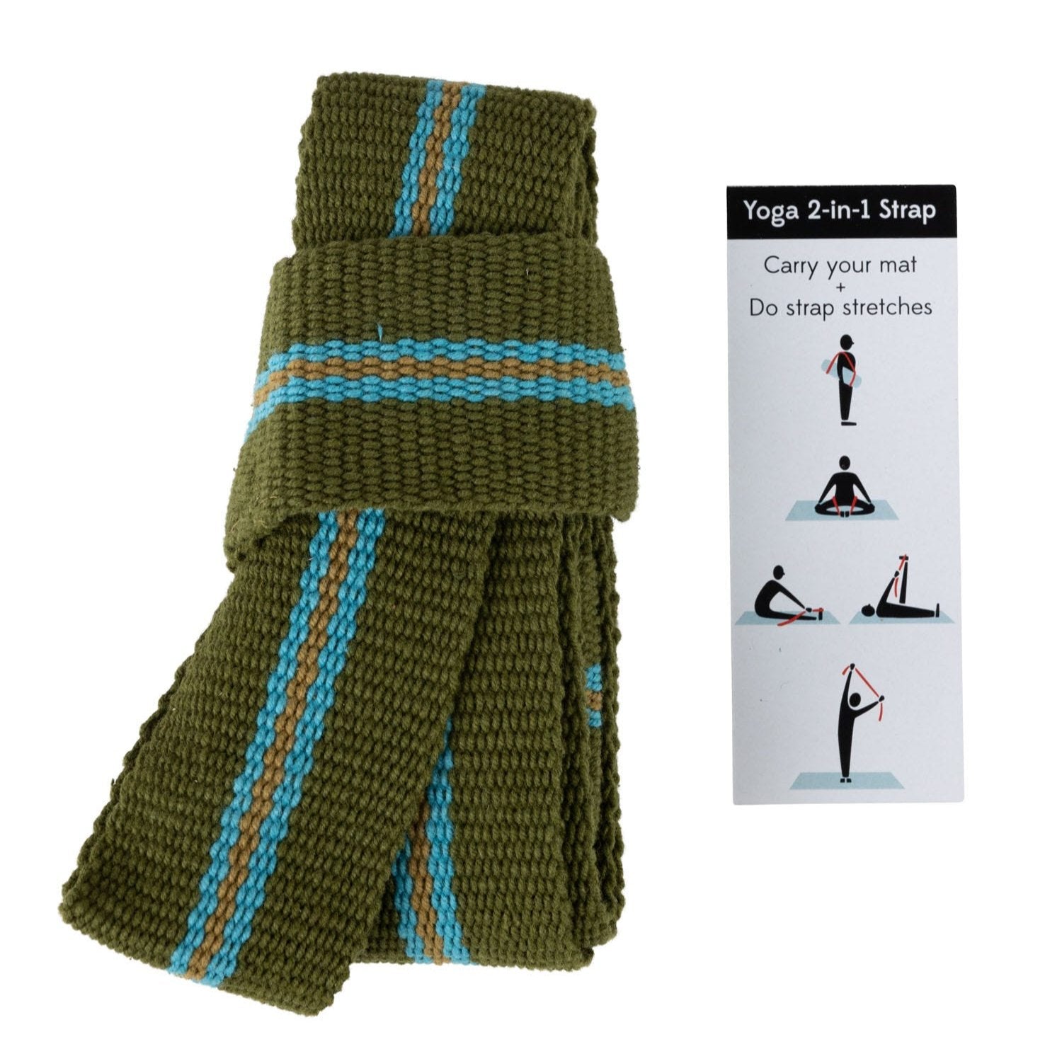 Individual using yoga strap to deepen flexibility in a yoga pose at home