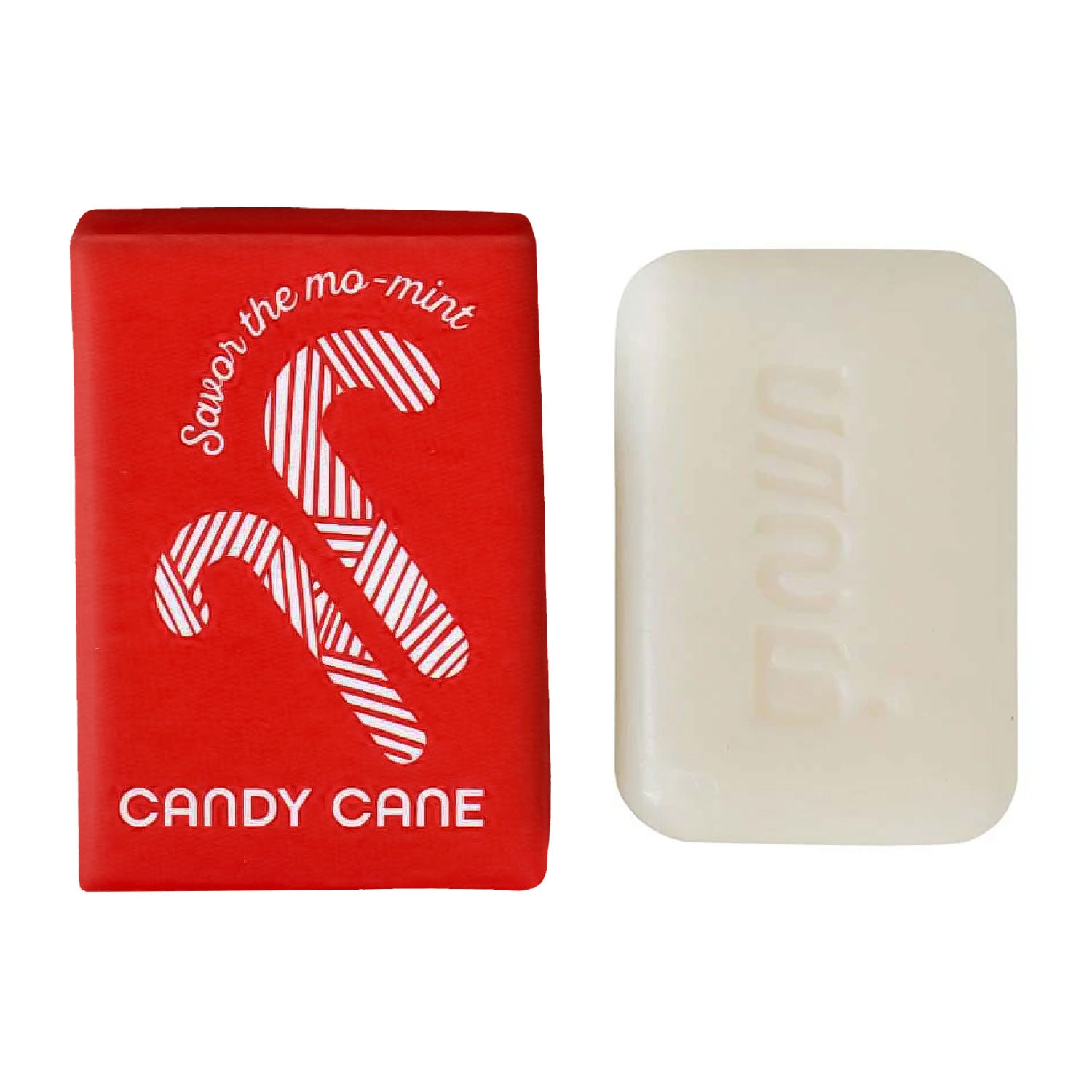Close-up of Minty Fresh Peppermint Soap Bar on a wooden surface.