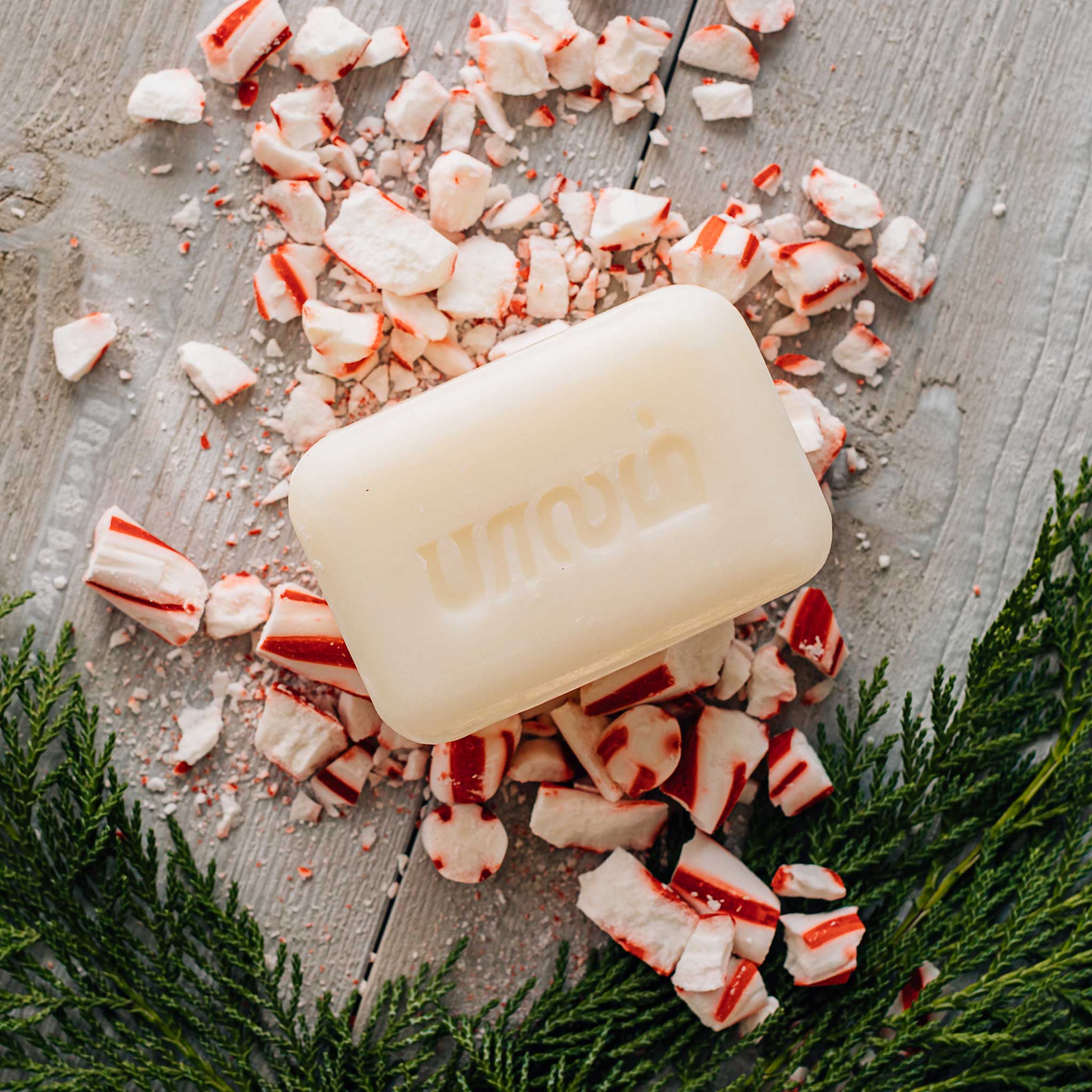 Minty Fresh Peppermint Soap Bars arranged in a festive gift box, ideal for holiday gifting.