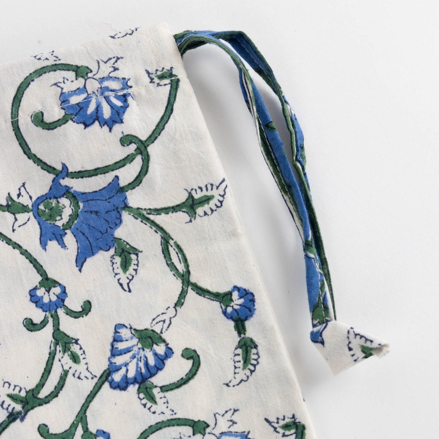Artisan block print gift bag showcasing intricate design and ample space for gifts.