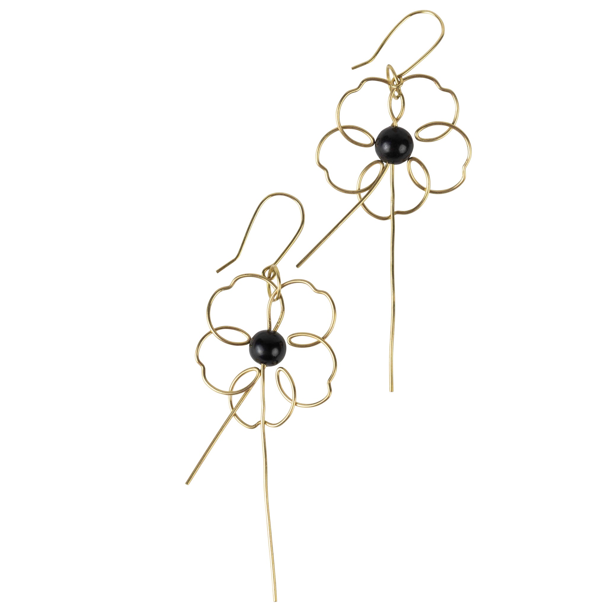 Close-up shot highlighting the handformed petal design of floral earrings
