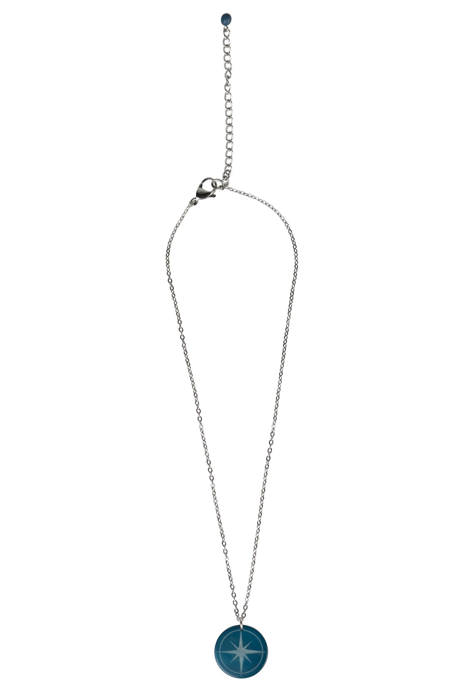 Eco-friendly travel necklace worn by a traveler, symbolizing adventure.