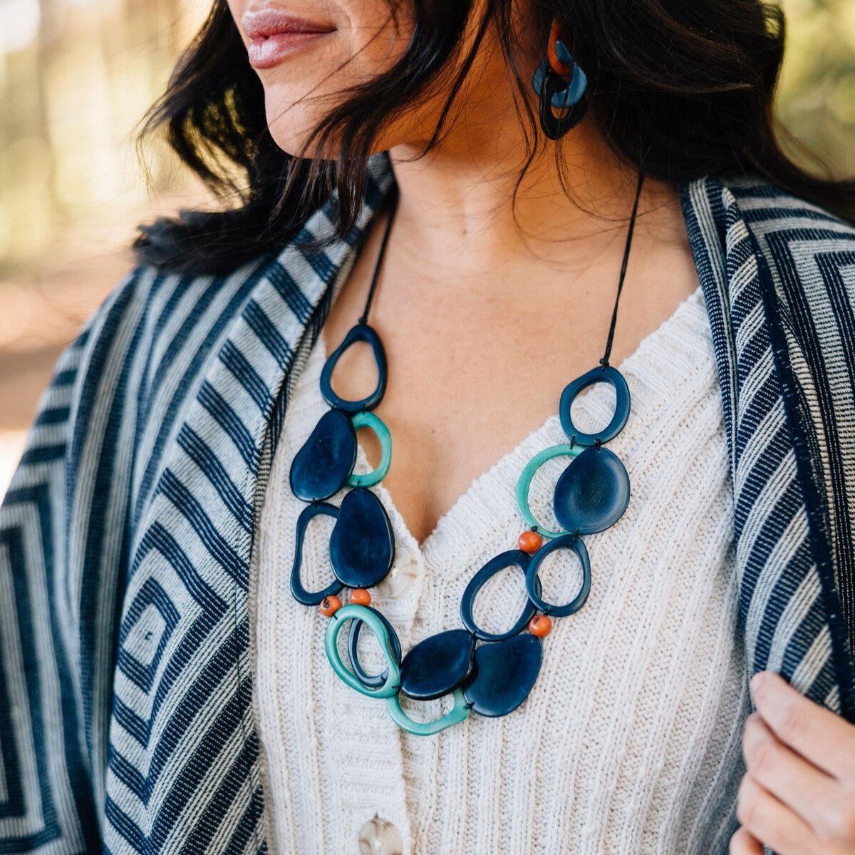 Calypso Tagua Necklace highlighting natural texture and eco-friendly design