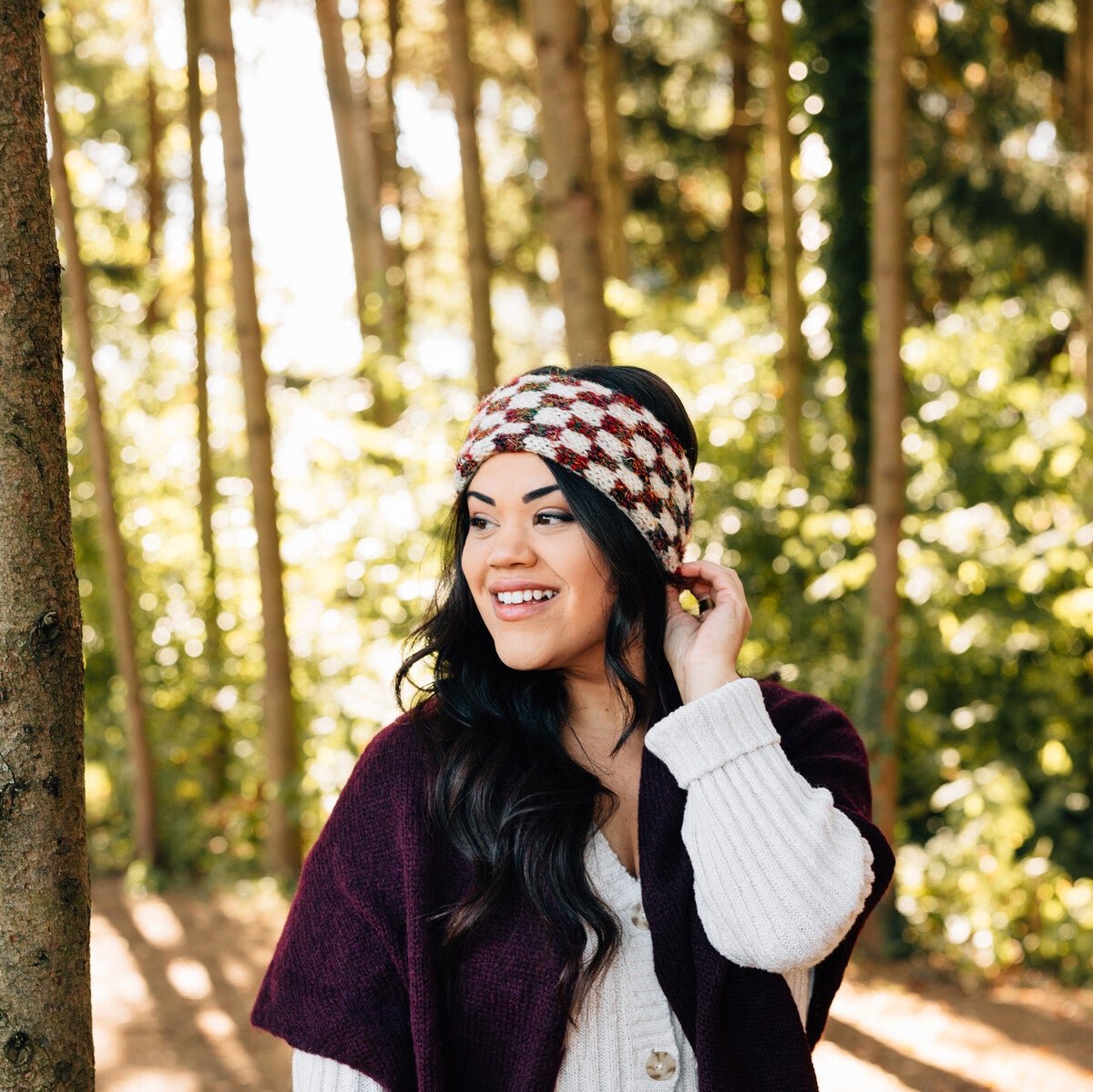 Flat lay of stylish wool headbands, perfect winter accessories for women.