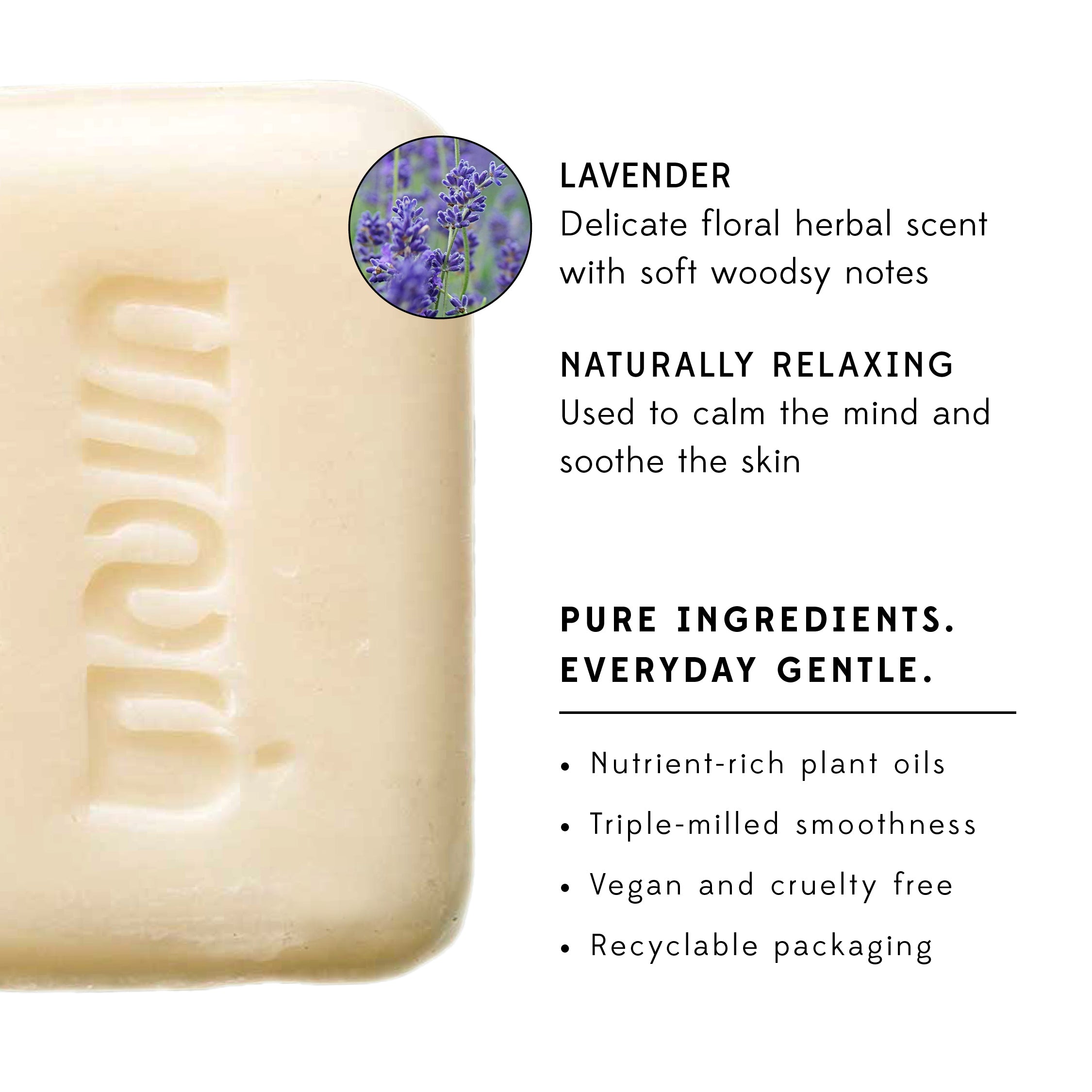Woman applying lavender soap for gentle cleansing and moisturizing