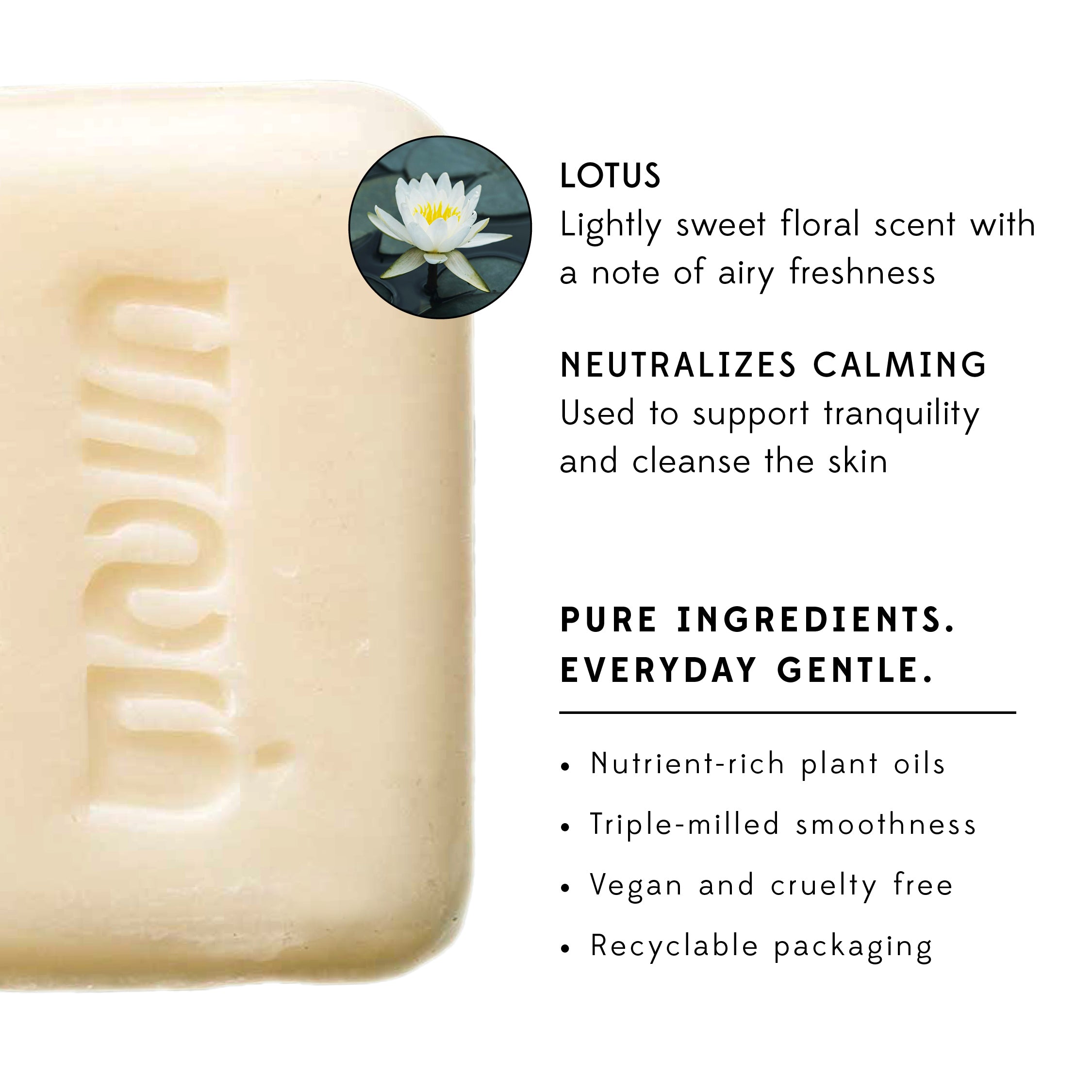 Lotus Blossom Natural Soap displayed in a natural setting with plant elements.