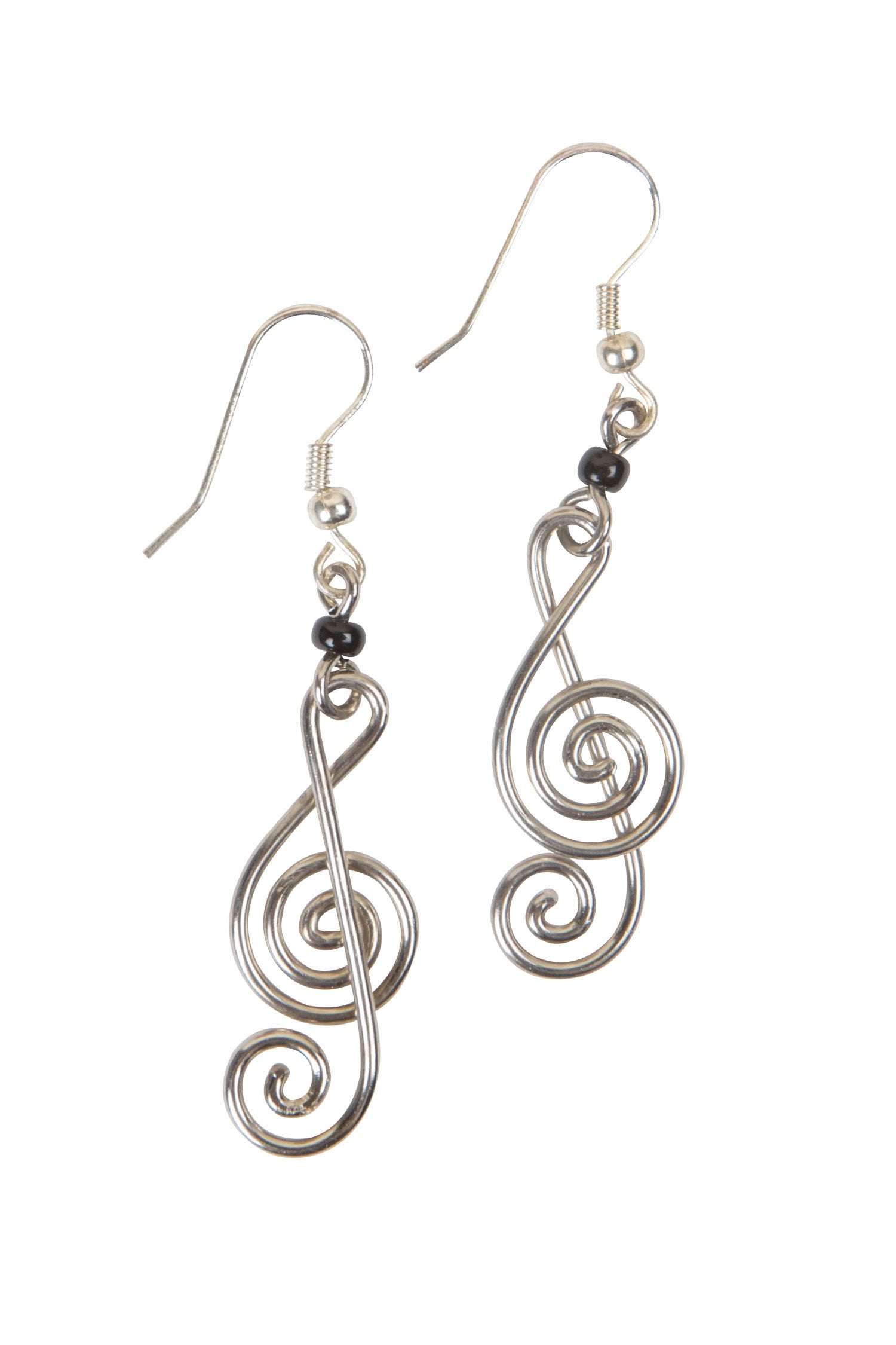 Close-up of handcrafted African music theory earrings with intricate design details