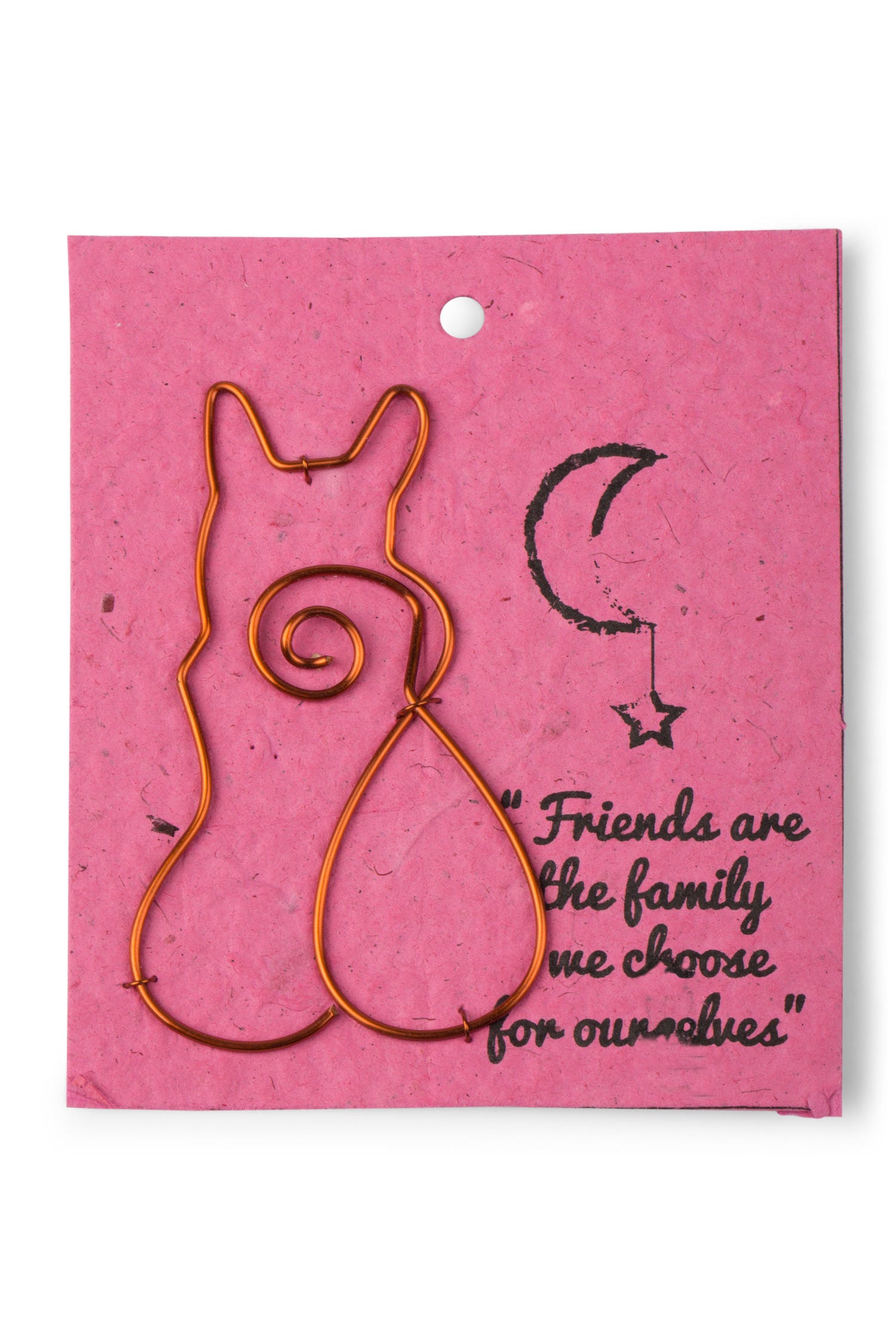 Close-up of the artisan cat-shaped wire bookmark showcasing its intricate design.