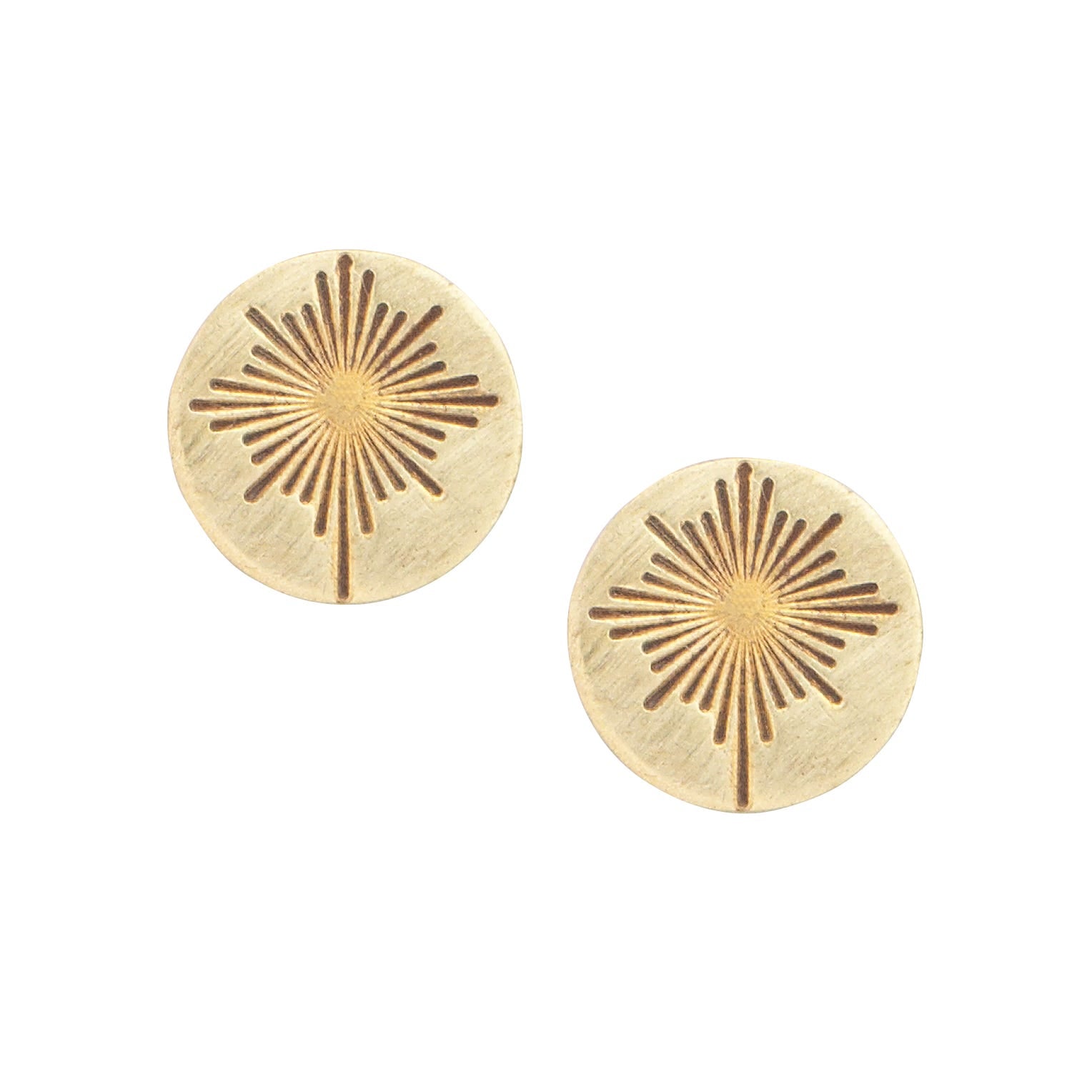 Front view of Guiding Star Artisan Earrings highlighting the intricate brass design.
