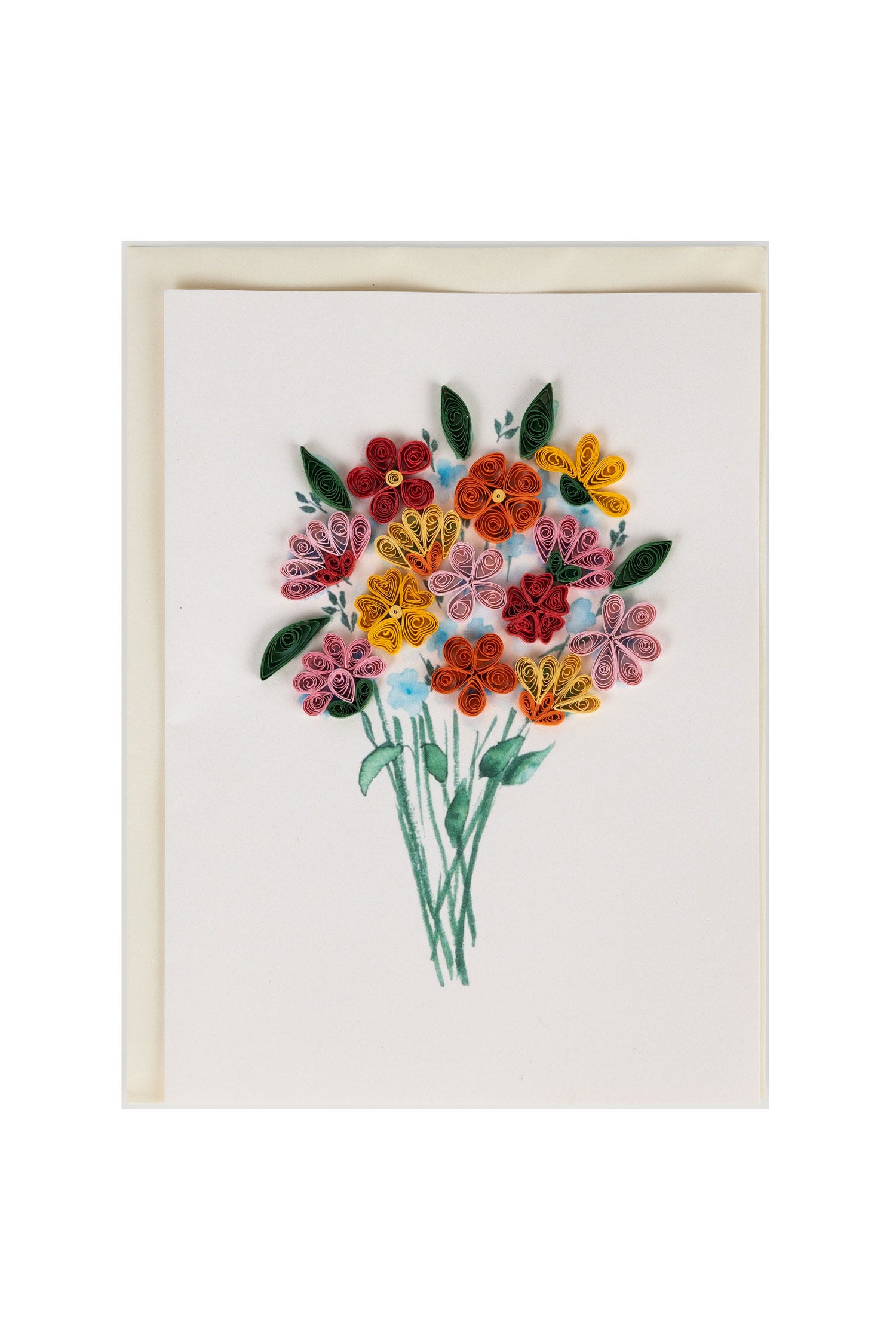 Detail view of quilled paper design on eco friendly greeting card