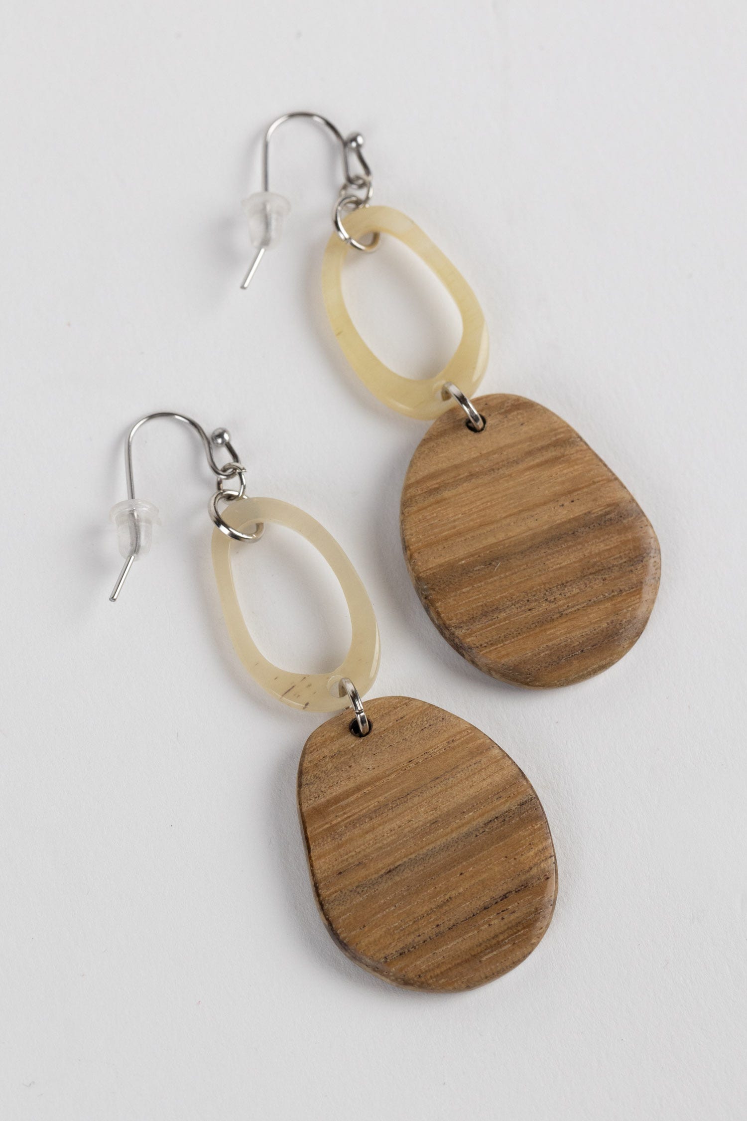 Close-up view of Valor Artisan Earrings, highlighting unique bohemian details and natural materials.