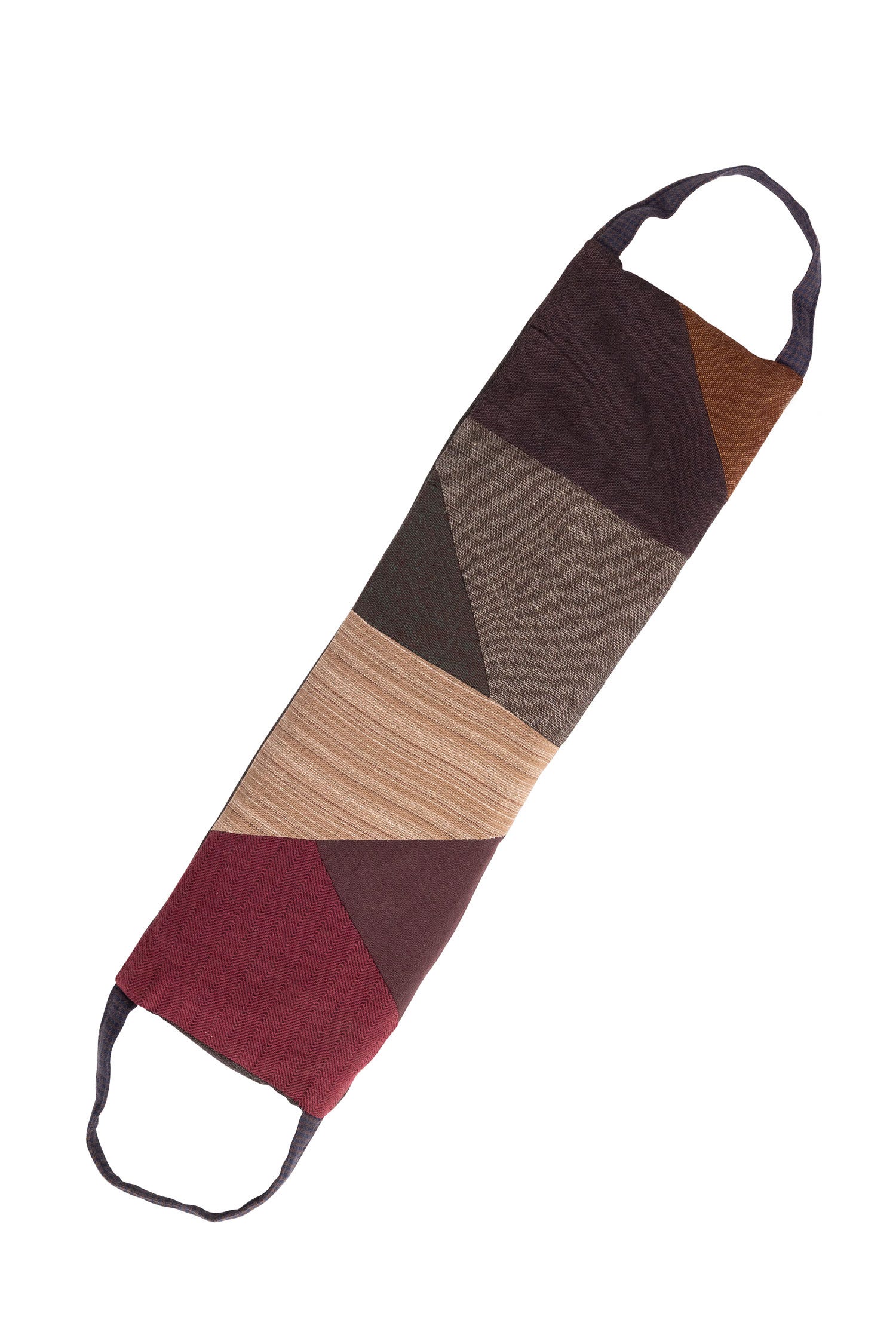 Close-up of CozyFlax flaxseed therapy neck wrap with patchwork design