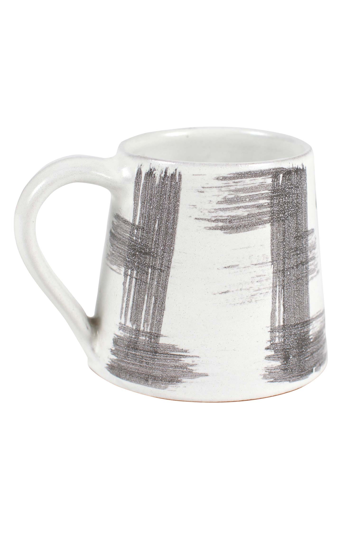 Overhead view of the artisan mug showcasing expressive brushstroke detailing