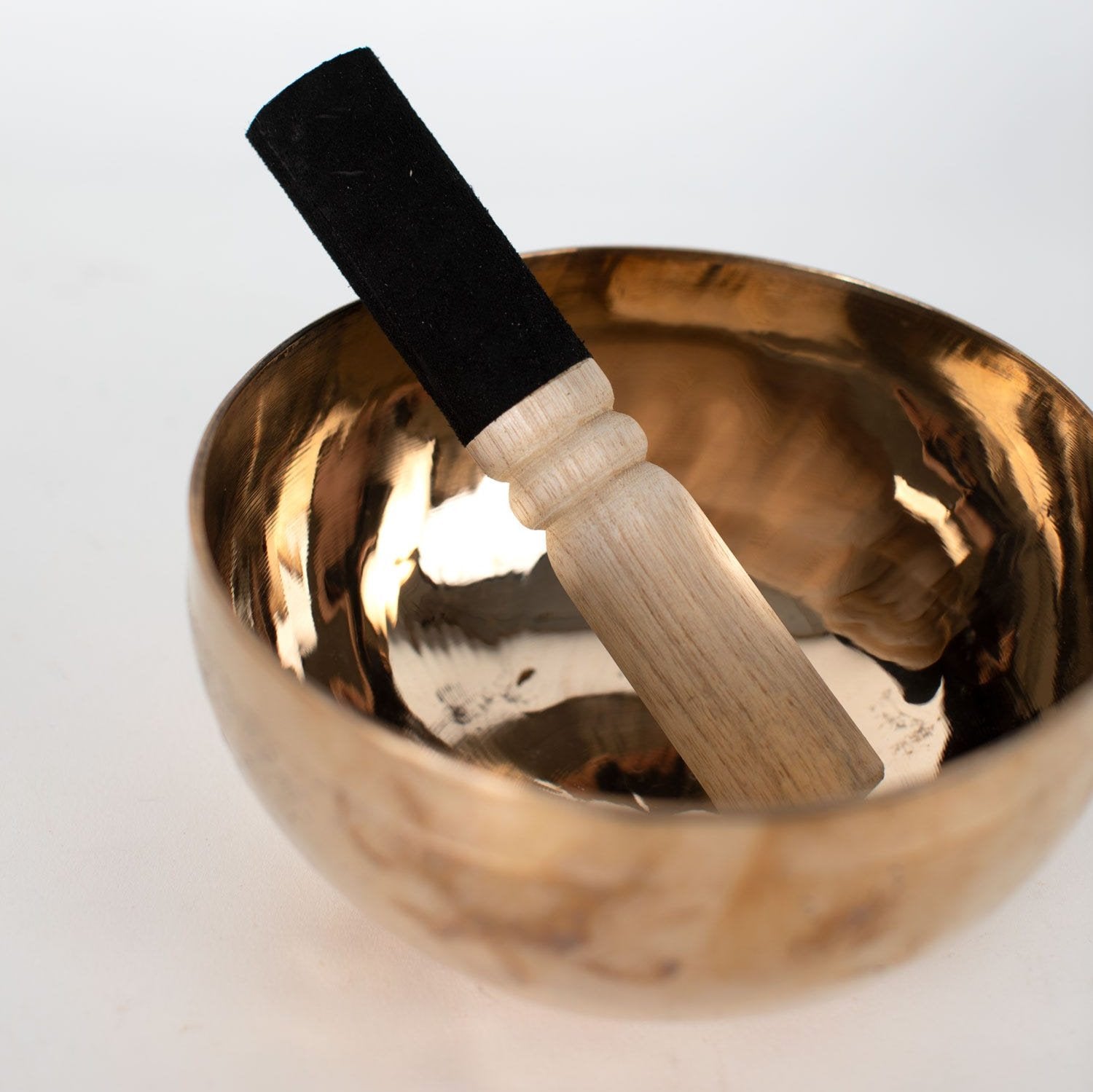 Harmonious Metal Singing Bowl from a top view, showcasing its intricate design.