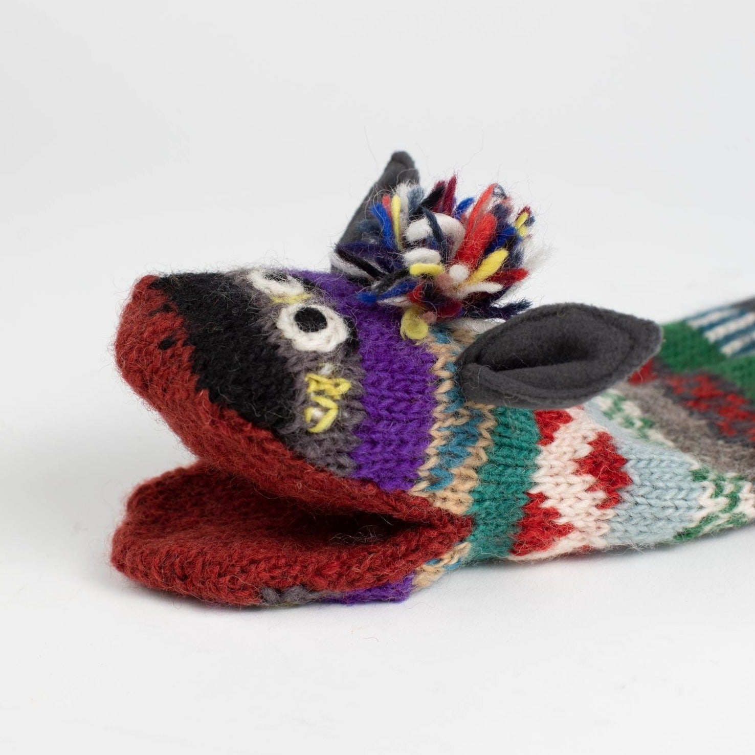 Handmade sock puppet for kids, eco-friendly storytime toy