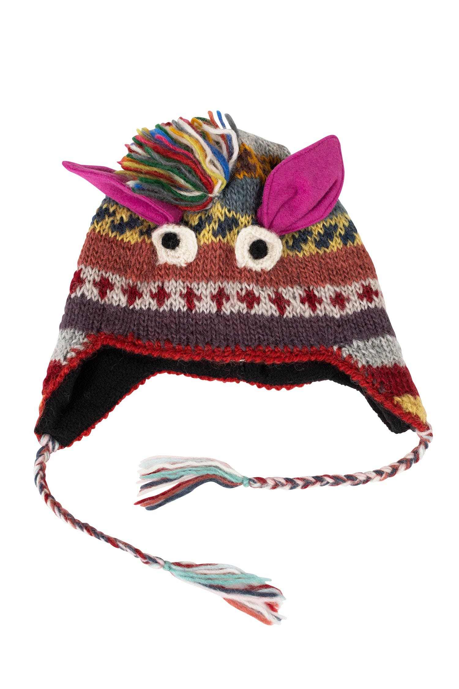 Close-up of the cute baby winter cap for 1 year old showcasing its vibrant colors and fleece lining.