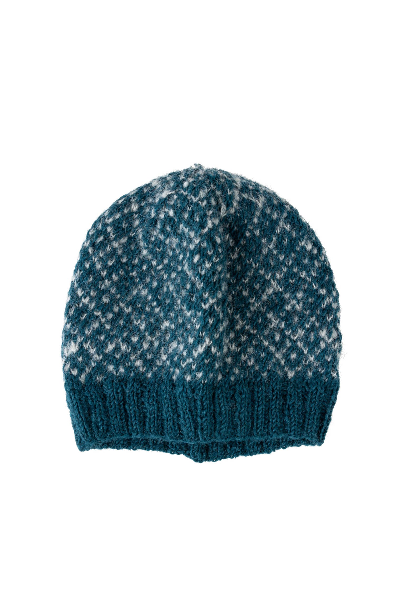 Cozy diamond knit beanie showcasing its soft texture and craftsmanship.