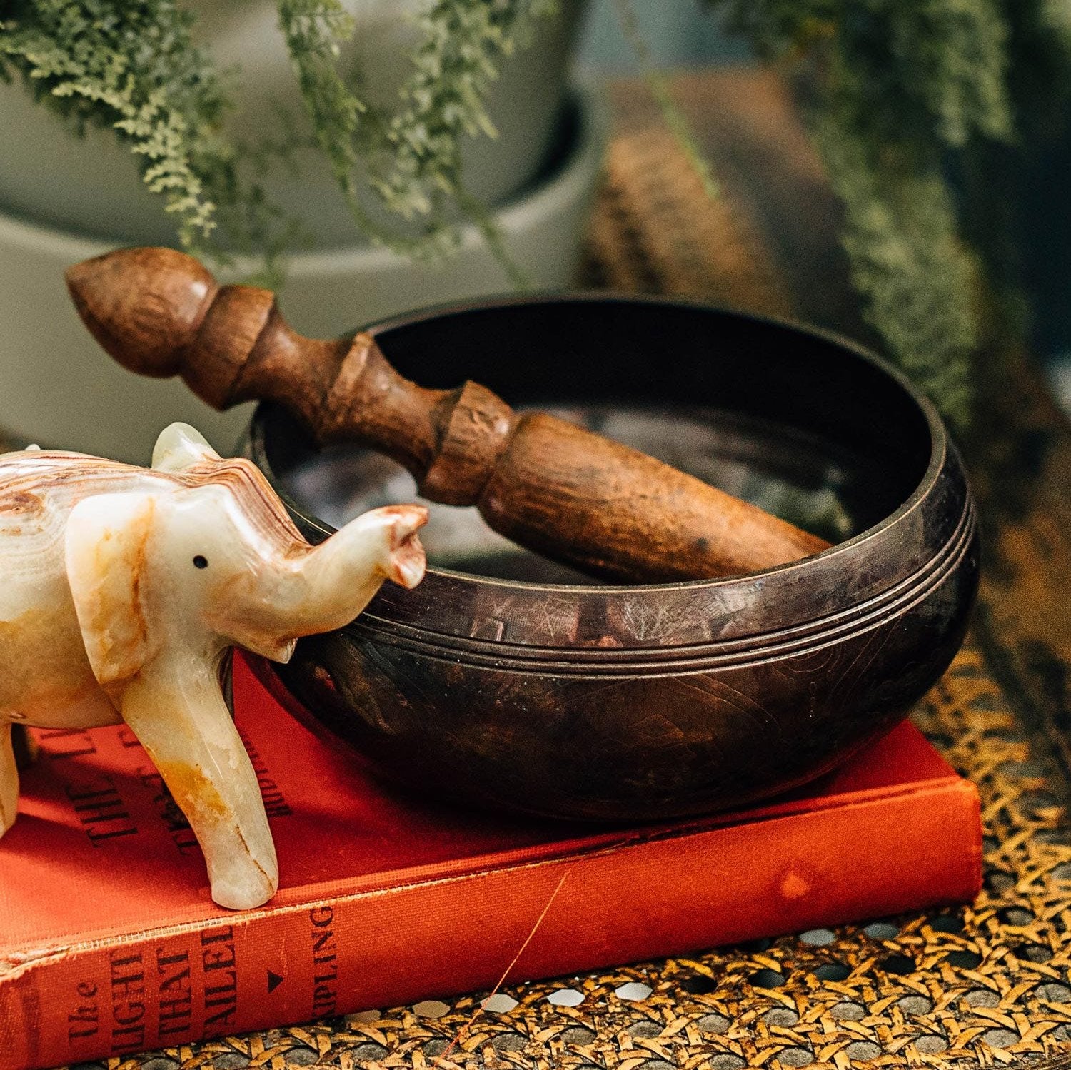 Nepal artisan bronze singing bowl with intricate embossing for relaxation