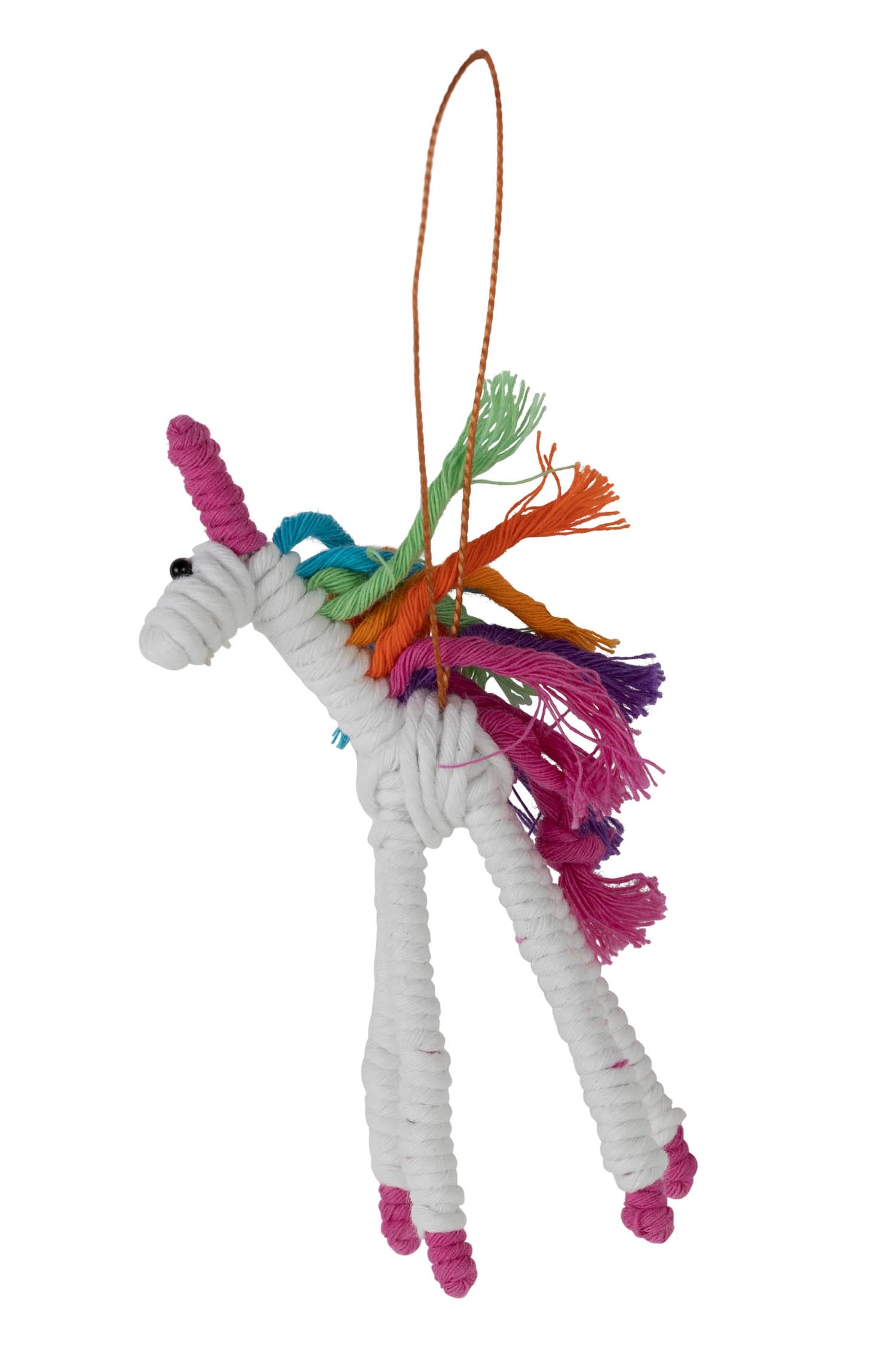 Colorful unicorn ornament with rainbow design suitable for kids' rooms