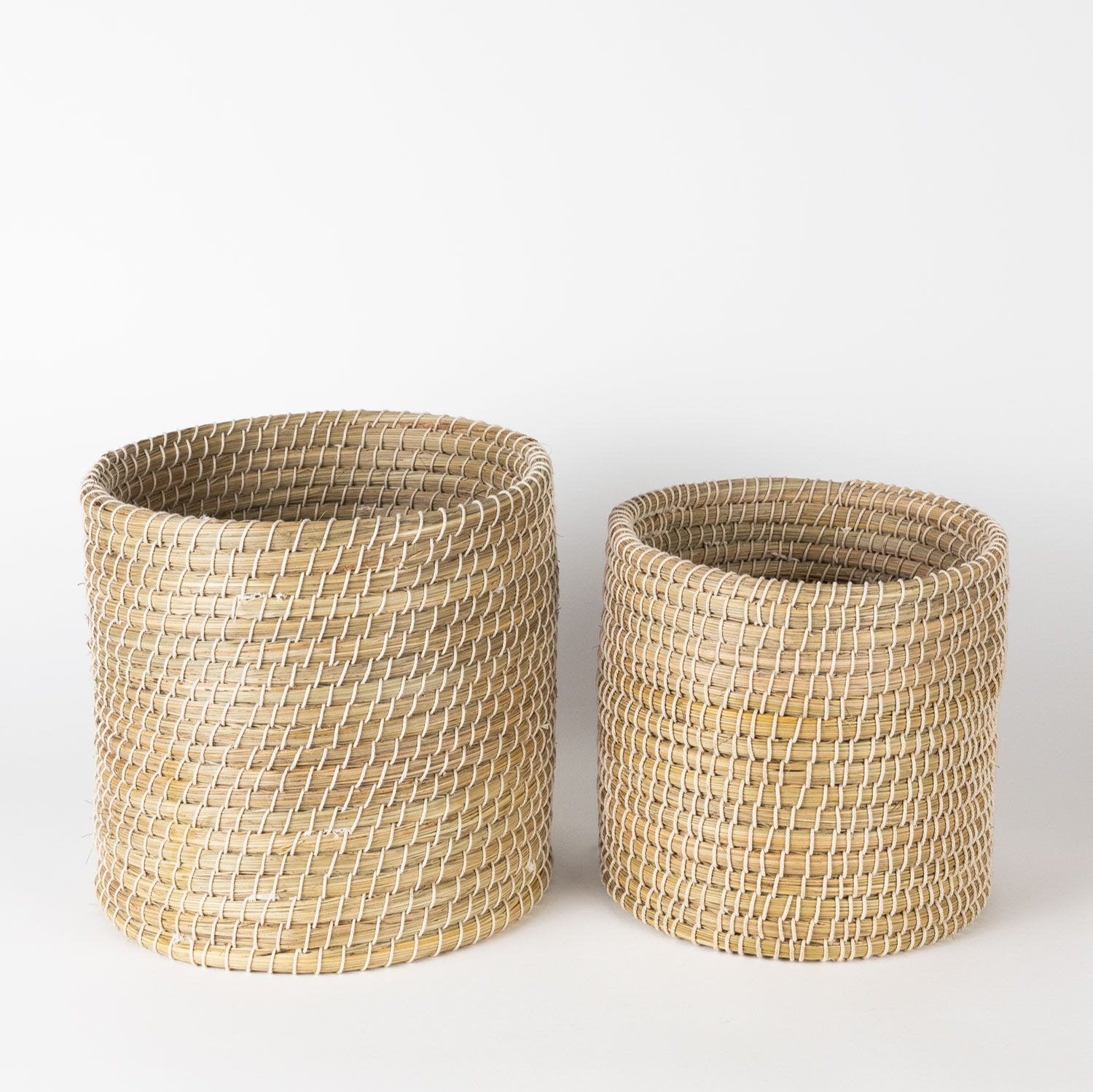 Top-down view of the kaisa grass basket showing its spacious interior for storage