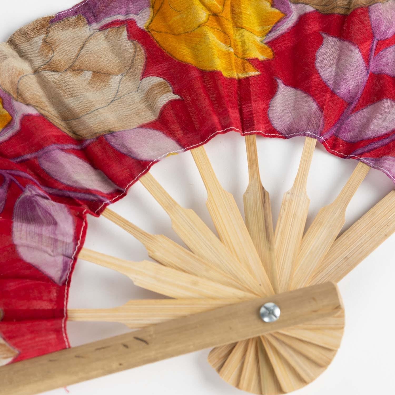 Artisan Sari Folding Fan in vibrant colors, perfect for summer outings.