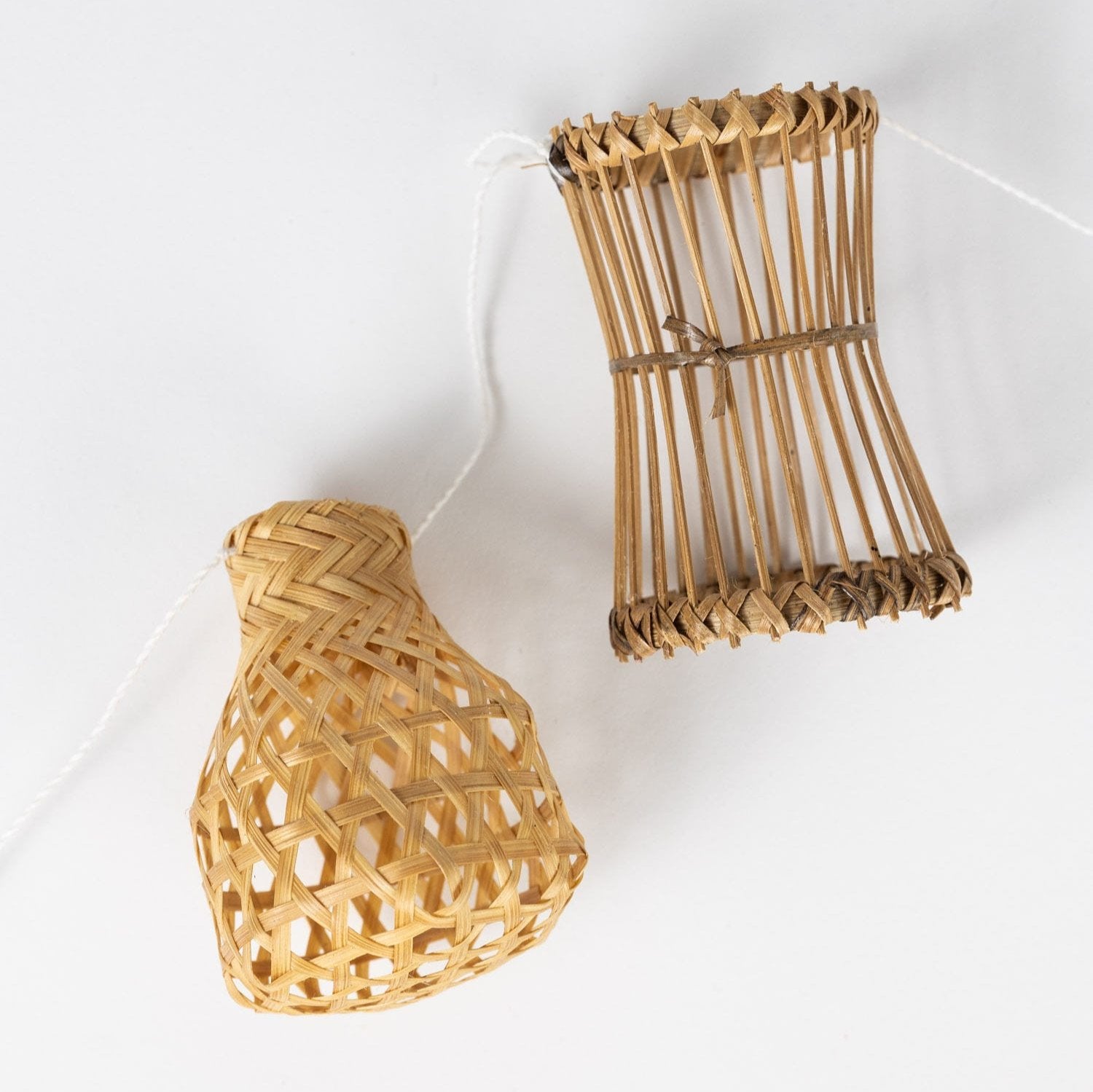 Close-up of the Eco-Friendly Bamboo Basket Garland showcasing its intricate design and natural materials.