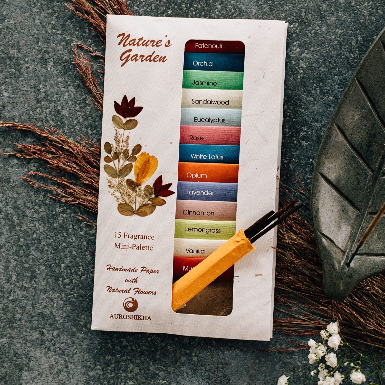 Nature's Harmony Incense Collection displayed with all 15 varieties for relaxation and meditation.