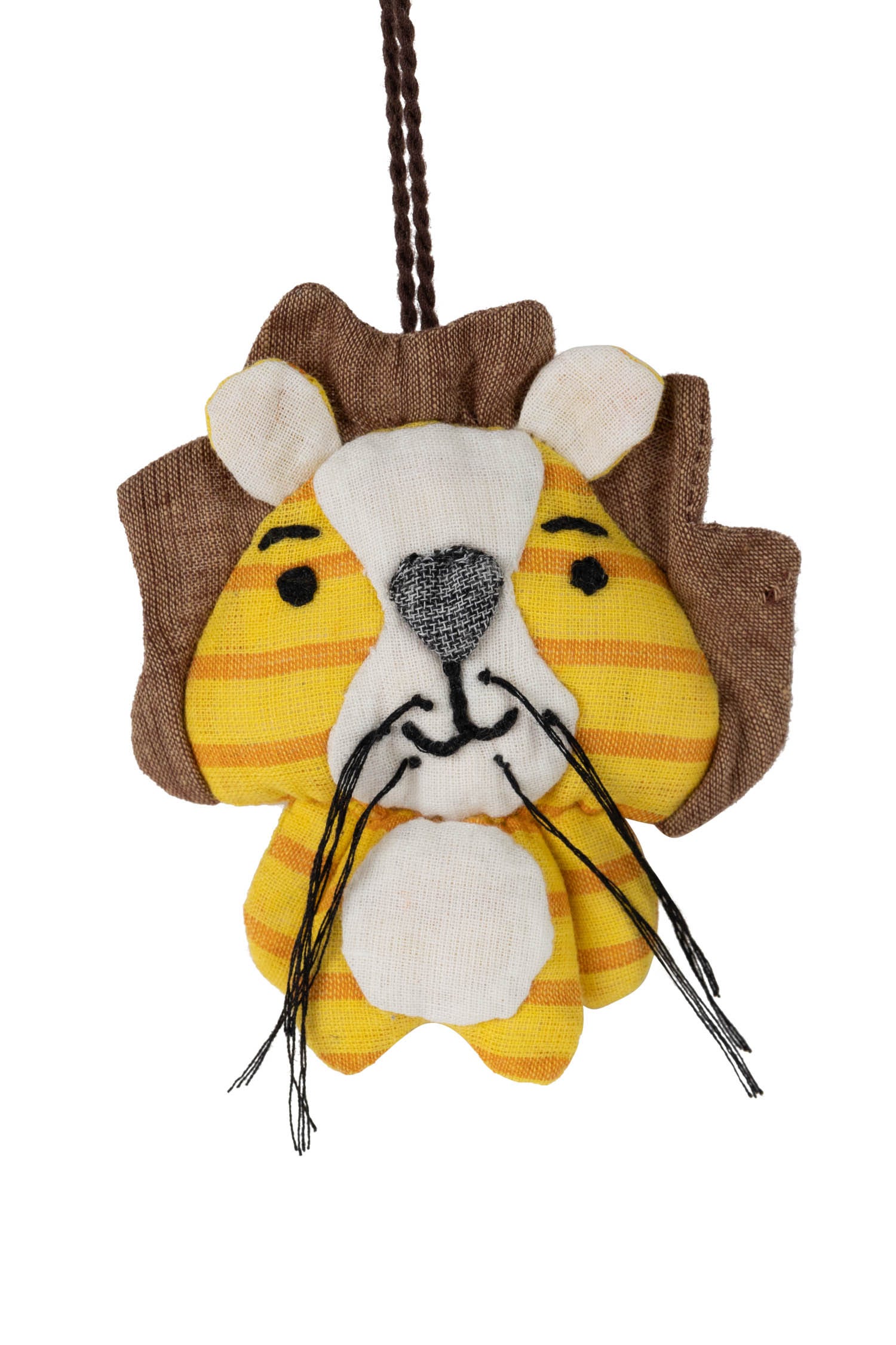 Plaid lion ornament hanging in nursery for kids room decor