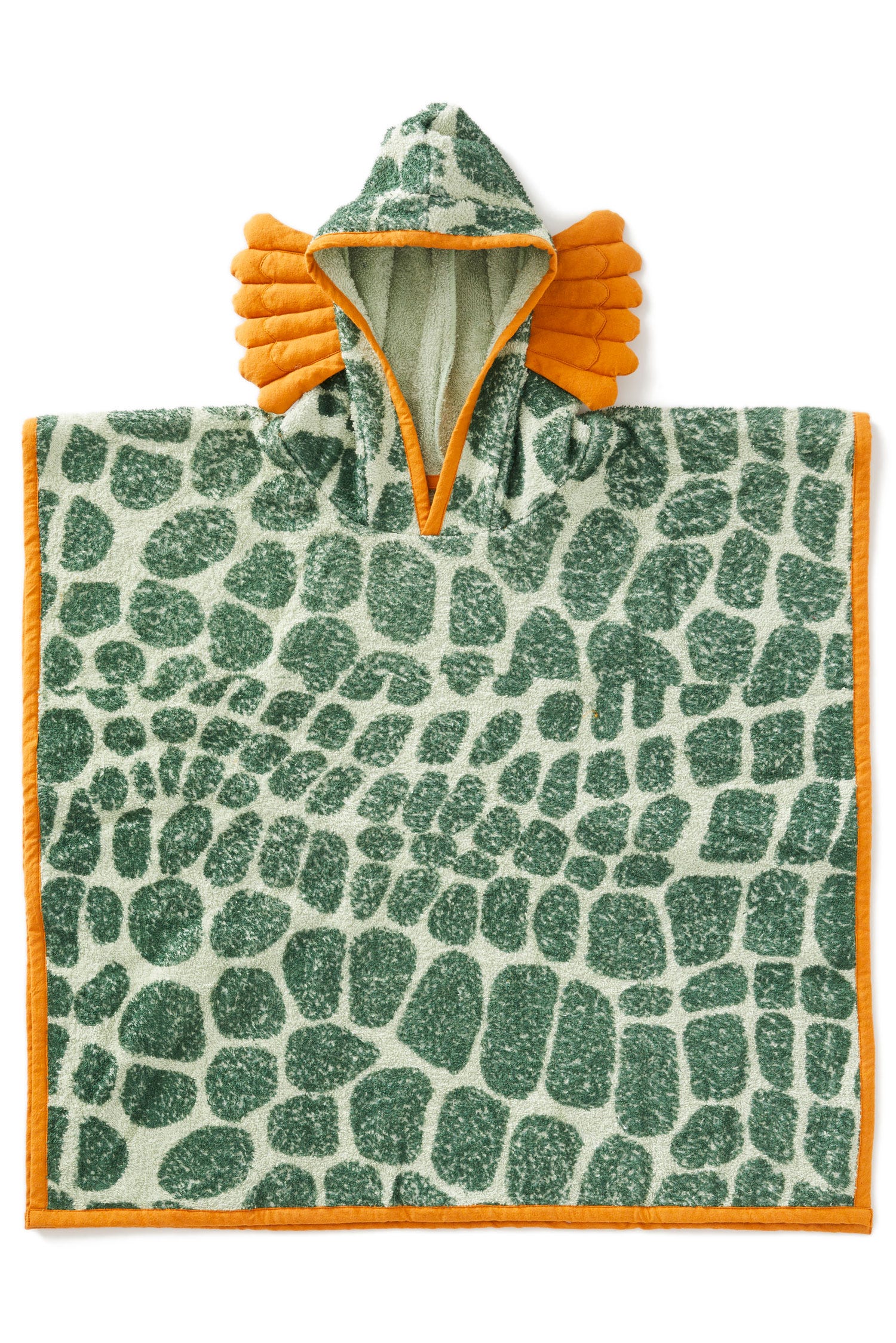 Kids enjoying a vibrant jungle hooded towel at the beach