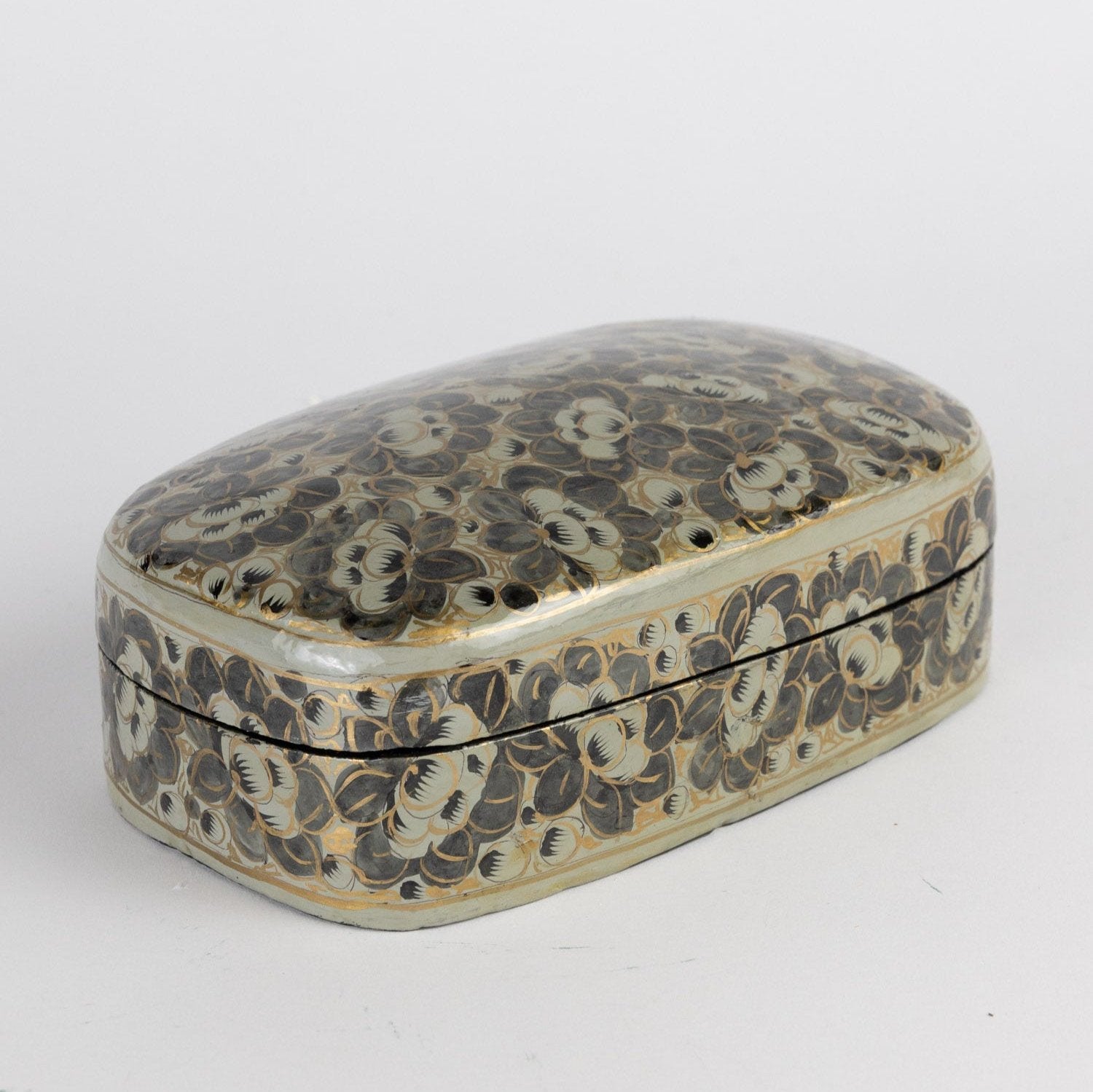 Artisan crafted lotus flower jewelry storage box showcasing intricate hand-painted details.