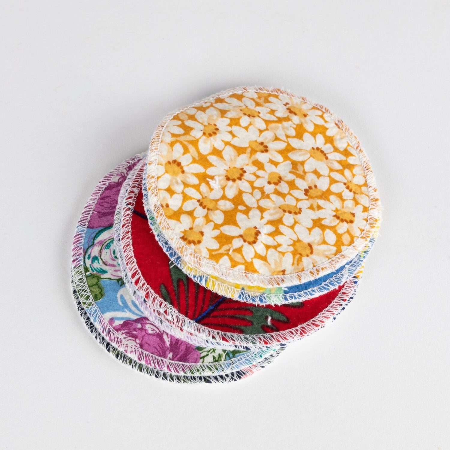 Eco Luxe reusable makeup remover rounds showcasing unique patterns.