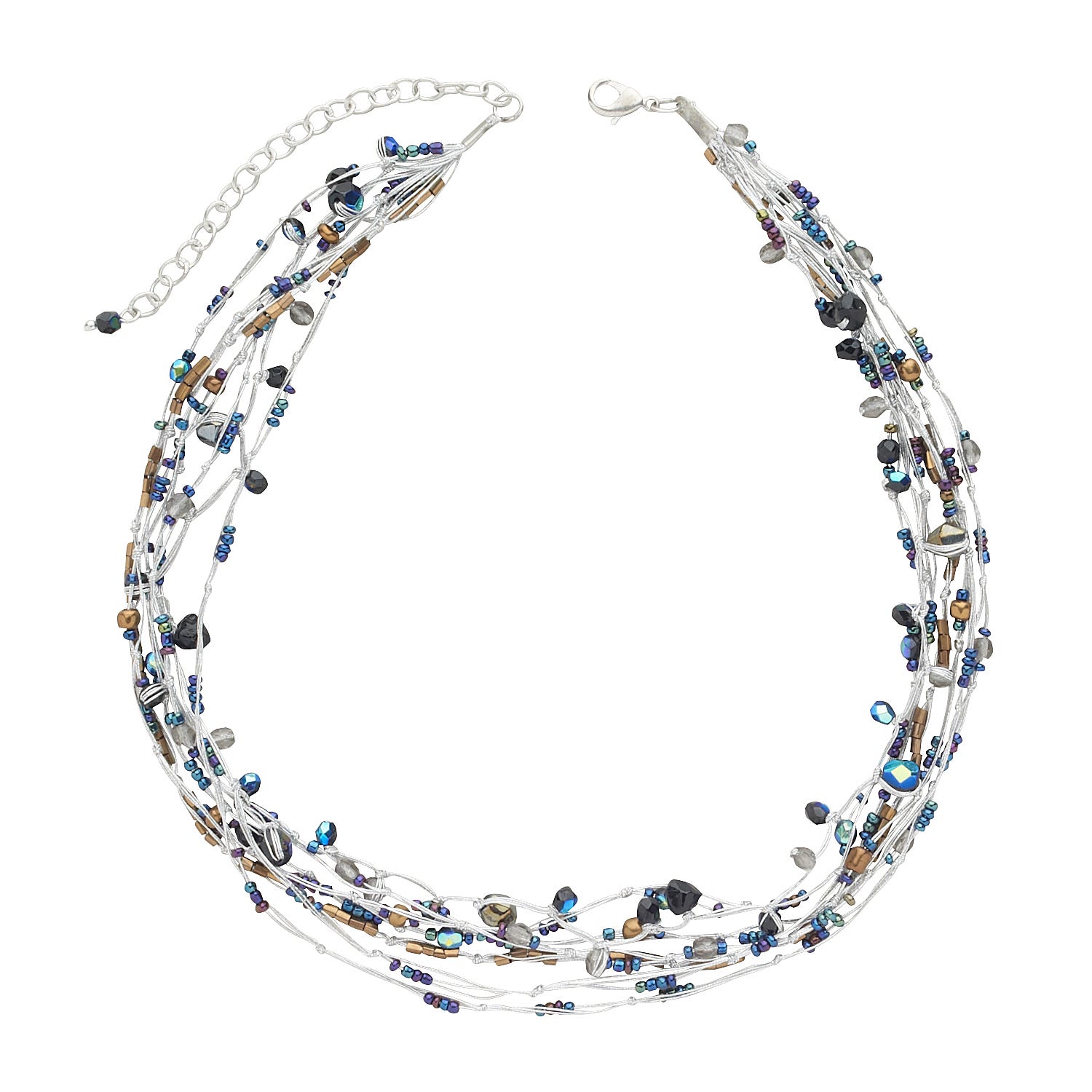 Close-up of the Galactic Dreams Artisan Necklace showcasing its intricate bead design resembling galaxies.