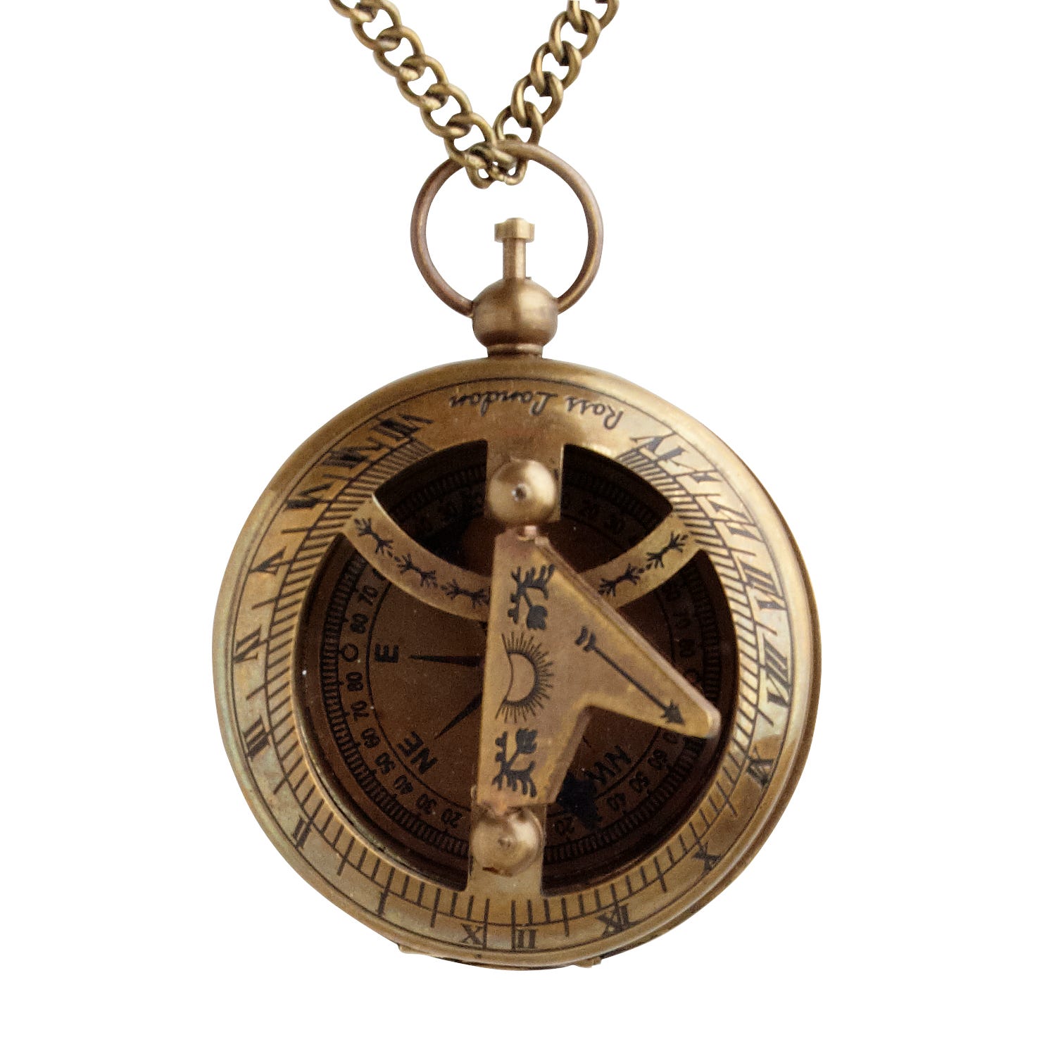 Handcrafted compass necklace showing detailed craftsmanship and elegant design