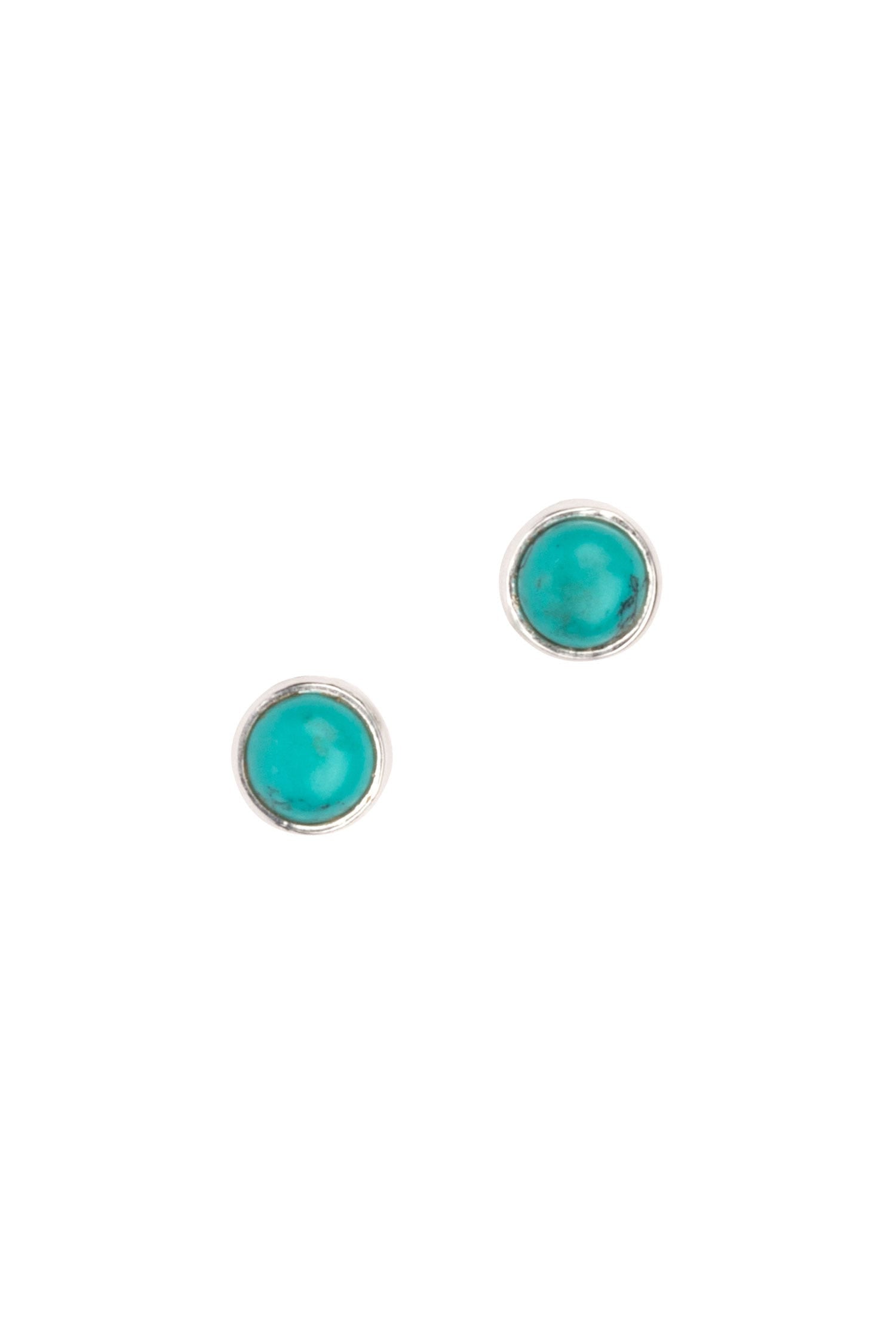 Close-up view of Hope Turquoise Earrings showcasing the vibrant turquoise resin and sterling silver posts.