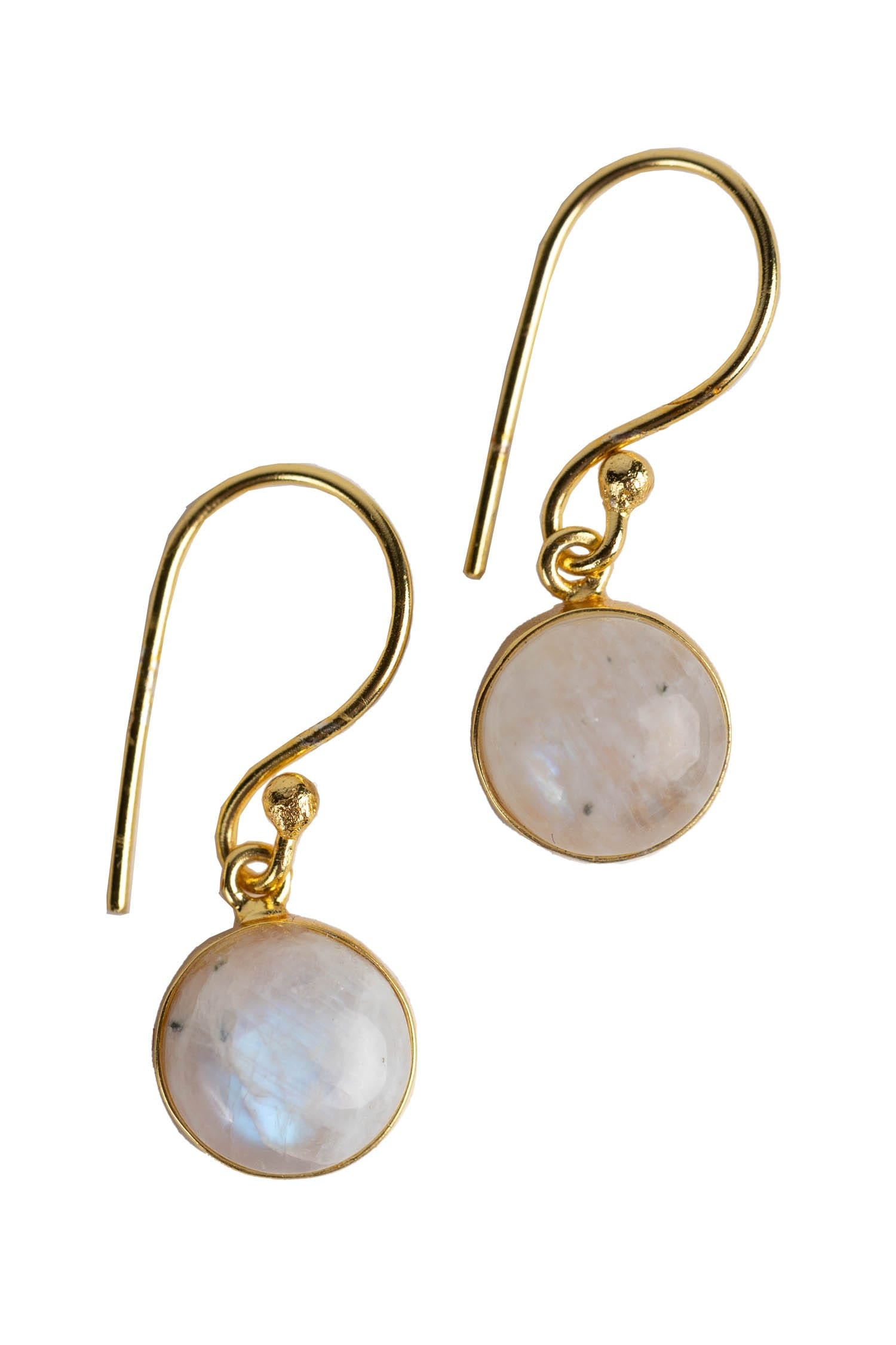 Side view of moonstone dew drop earrings showing intricate craftsmanship