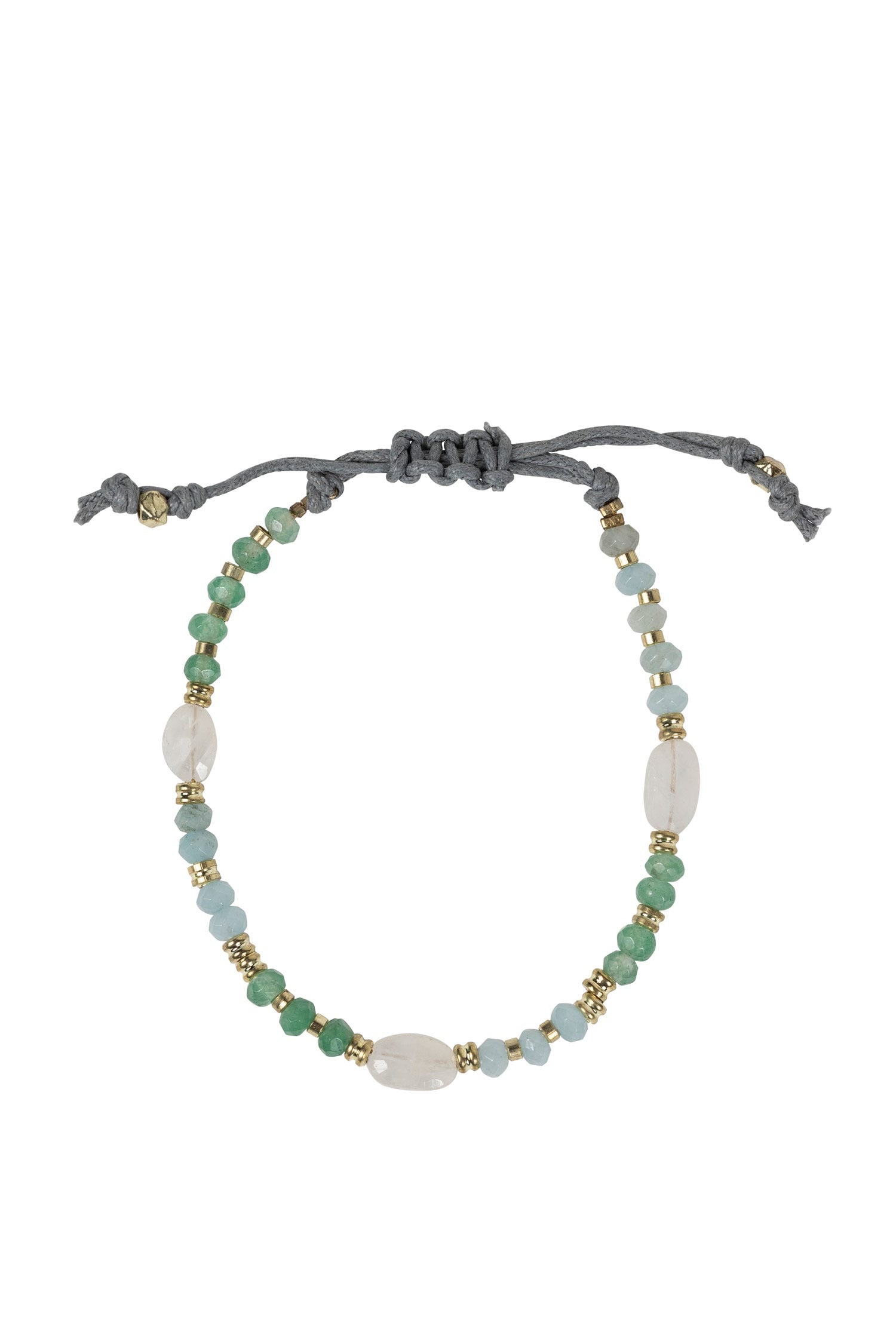 Luminous moonstone and green onyx beads on a moonstone mist bracelet for women