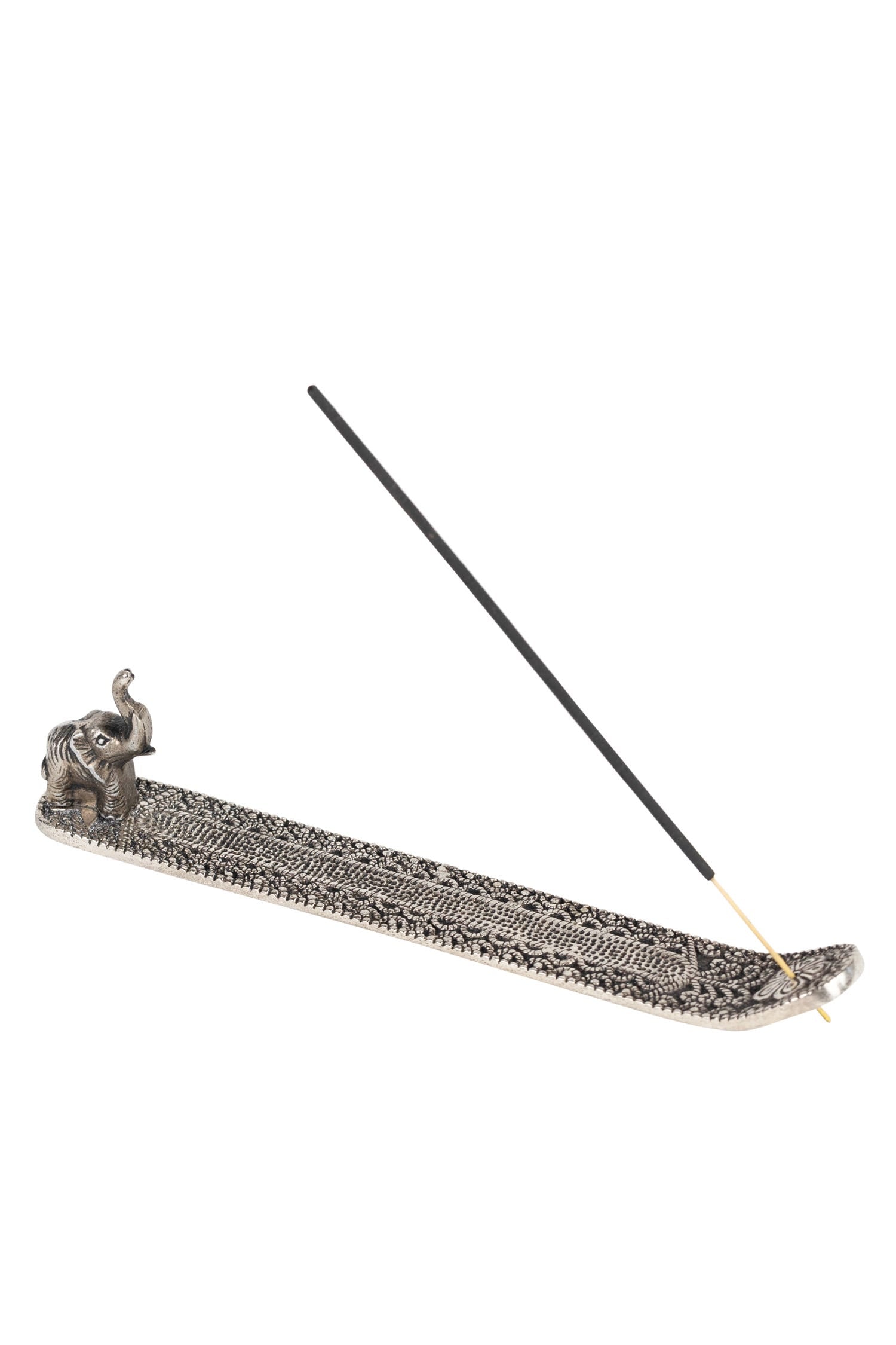 Elegant Silver Elephant Incense Burner showcasing intricate craftsmanship from multiple angles.