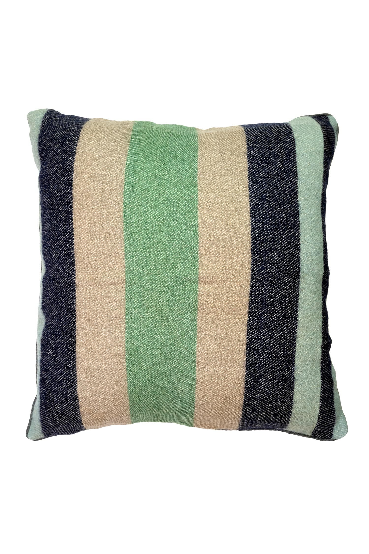 Close-up of handwoven artisan pillow with intricate patterns on a sofa