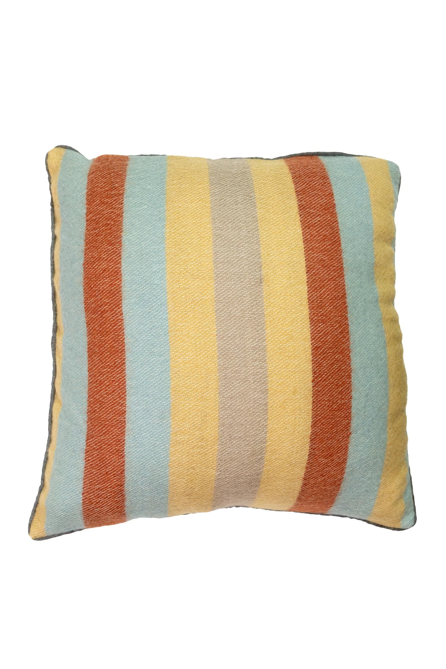 Close-up of Sahil luxury artisan handwoven pillow showcasing intricate striped patterns.