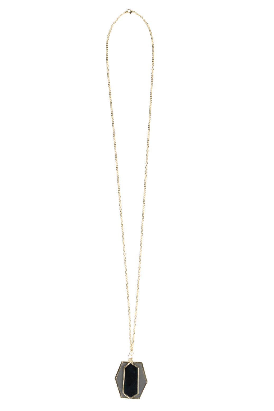 Twilight Dreamer Capiz Shell Necklace showcasing the detailed pendant and brass chain.