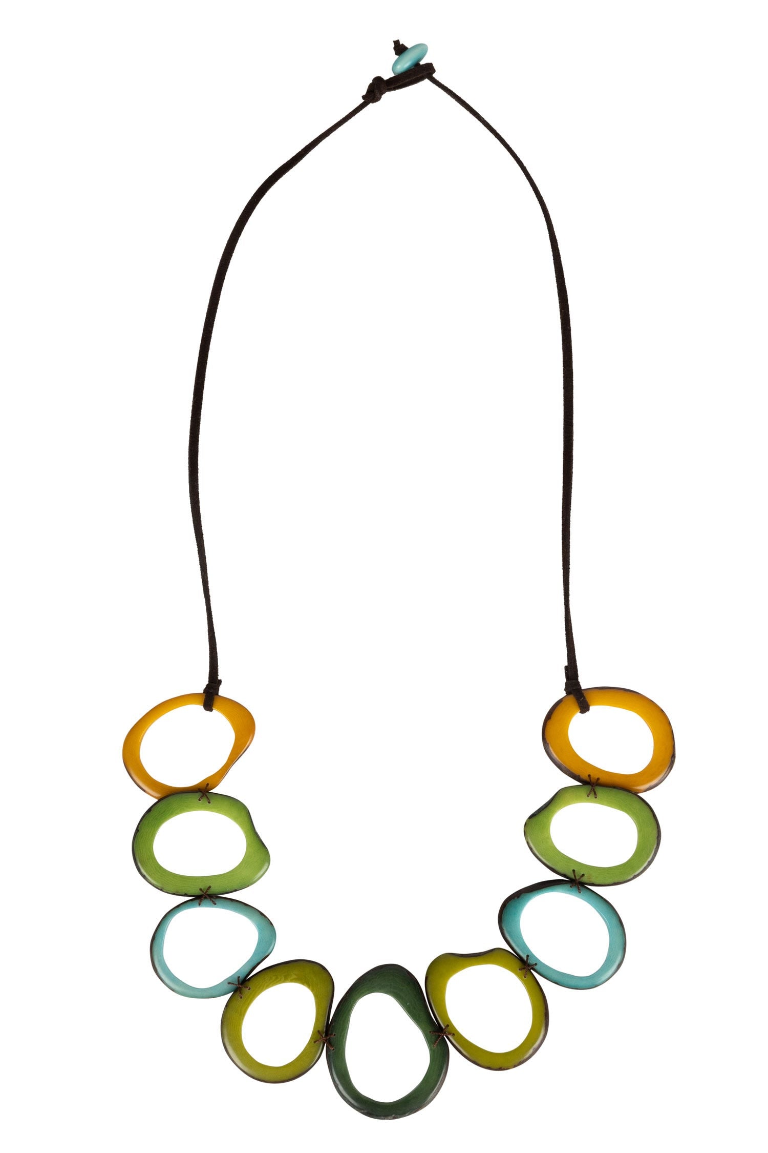 Close-up of the Primavera Eco-Friendly Tagua Necklace showcasing its unique design and texture.