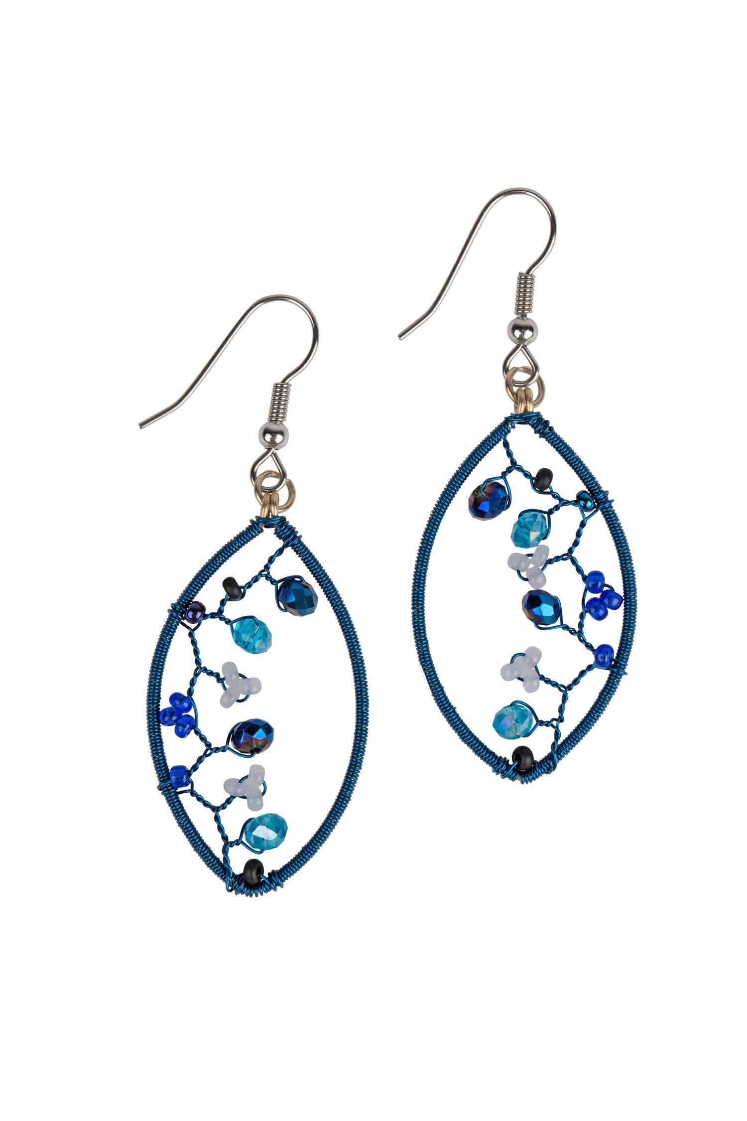 Close-up of Winter Wonderland Artisan Earrings showcasing intricate beadwork